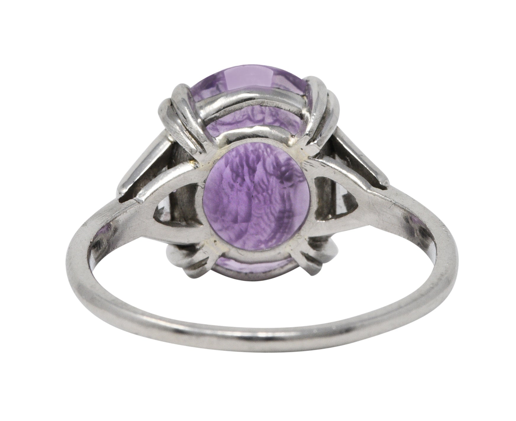 Neoclassical 4.95 CTW Purple Sapphire Diamond Platinum Zeus Intaglio Art Deco RingRing - Wilson's Estate Jewelry