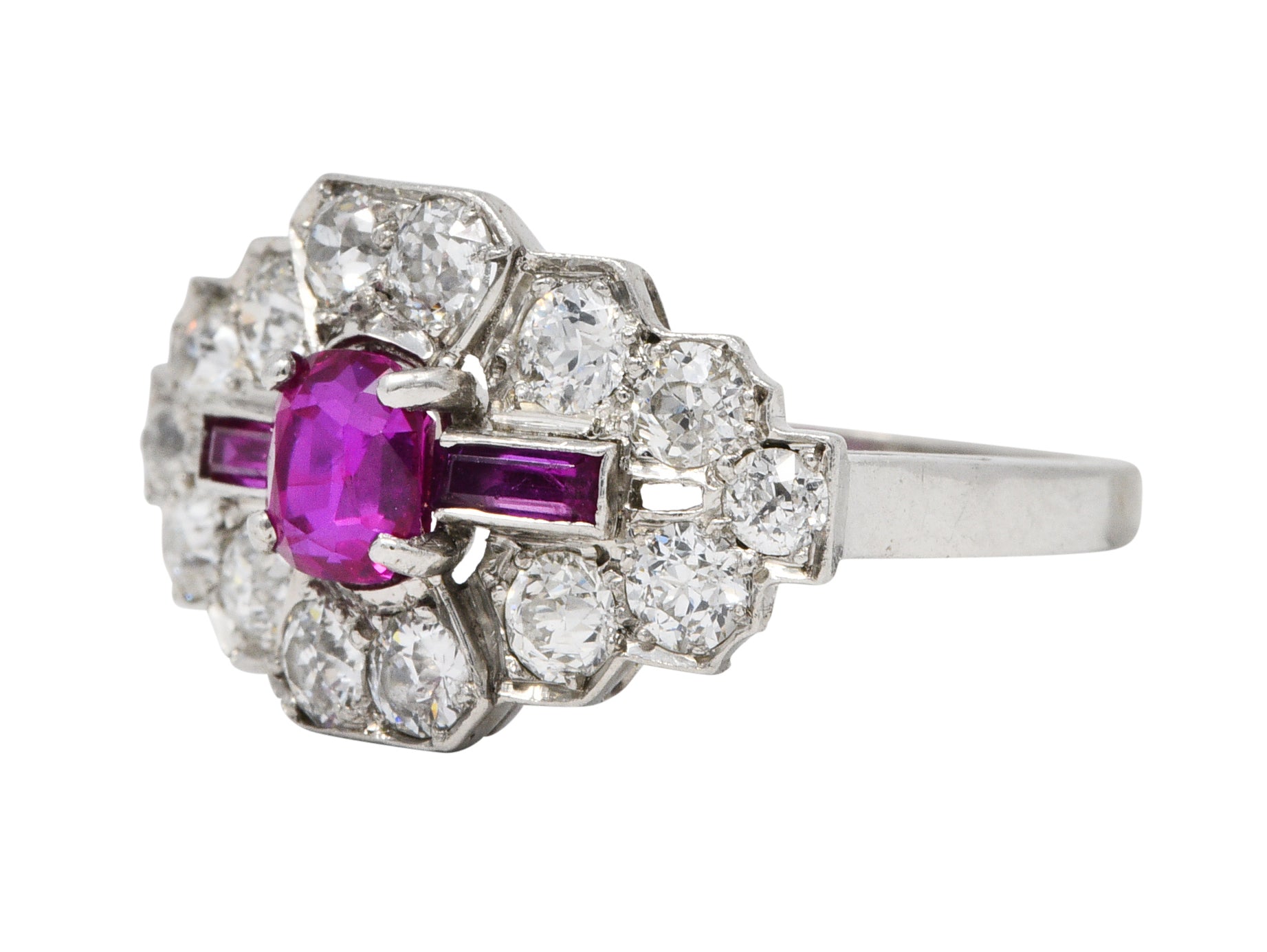 Frank Walter Lawrence Art Deco 1.97 CTW Diamond Ruby Platinum Dinner RingRing - Wilson's Estate Jewelry