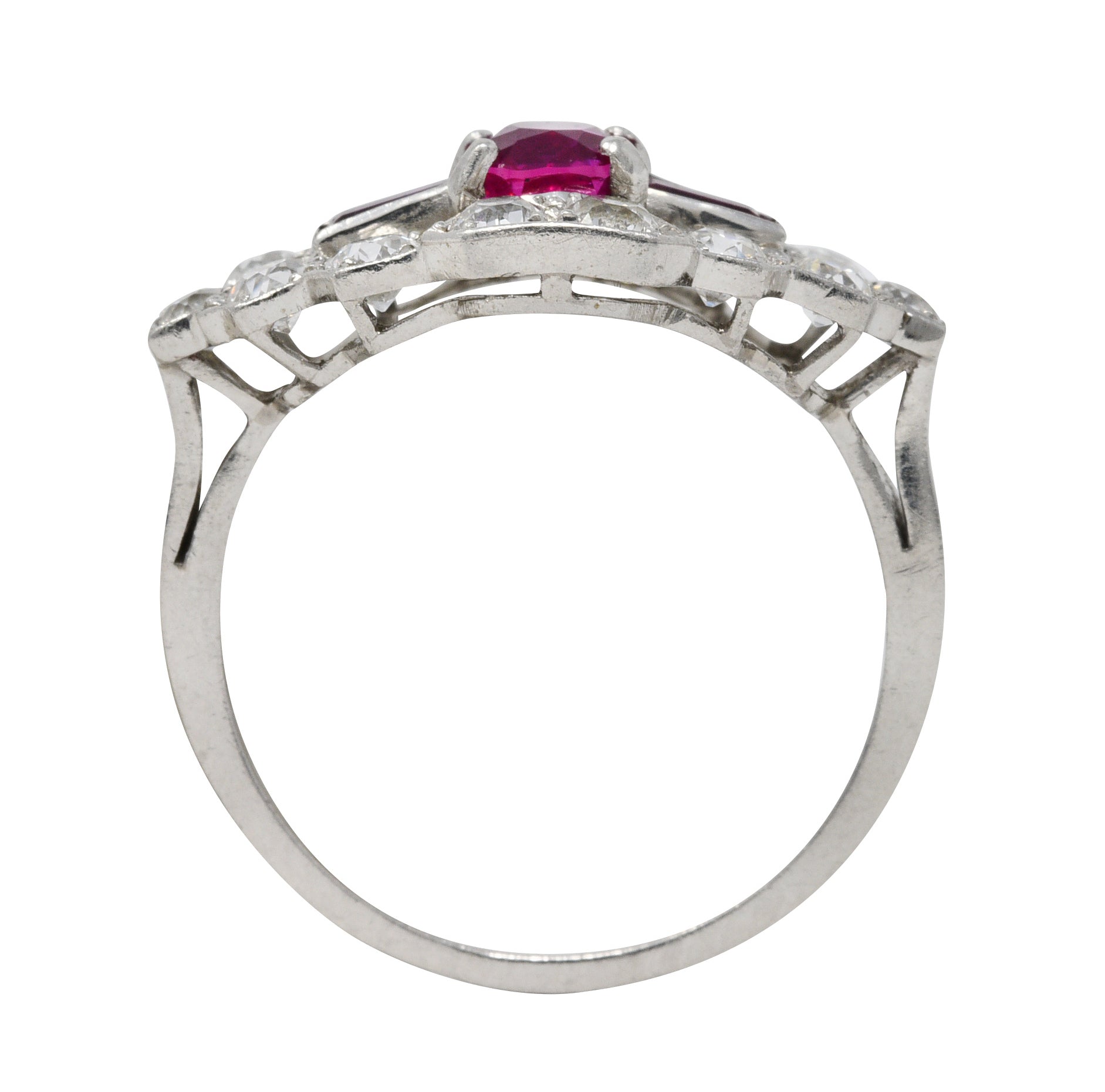 Frank Walter Lawrence Art Deco 1.97 CTW Diamond Ruby Platinum Dinner RingRing - Wilson's Estate Jewelry