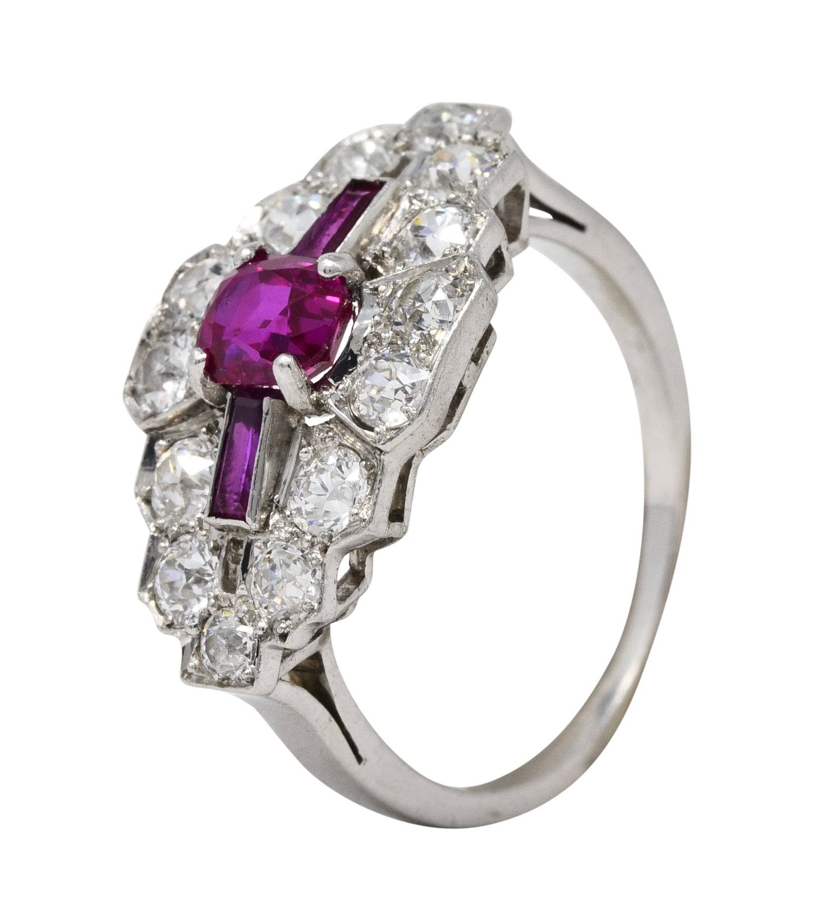 Frank Walter Lawrence Art Deco 1.97 CTW Diamond Ruby Platinum Dinner RingRing - Wilson's Estate Jewelry