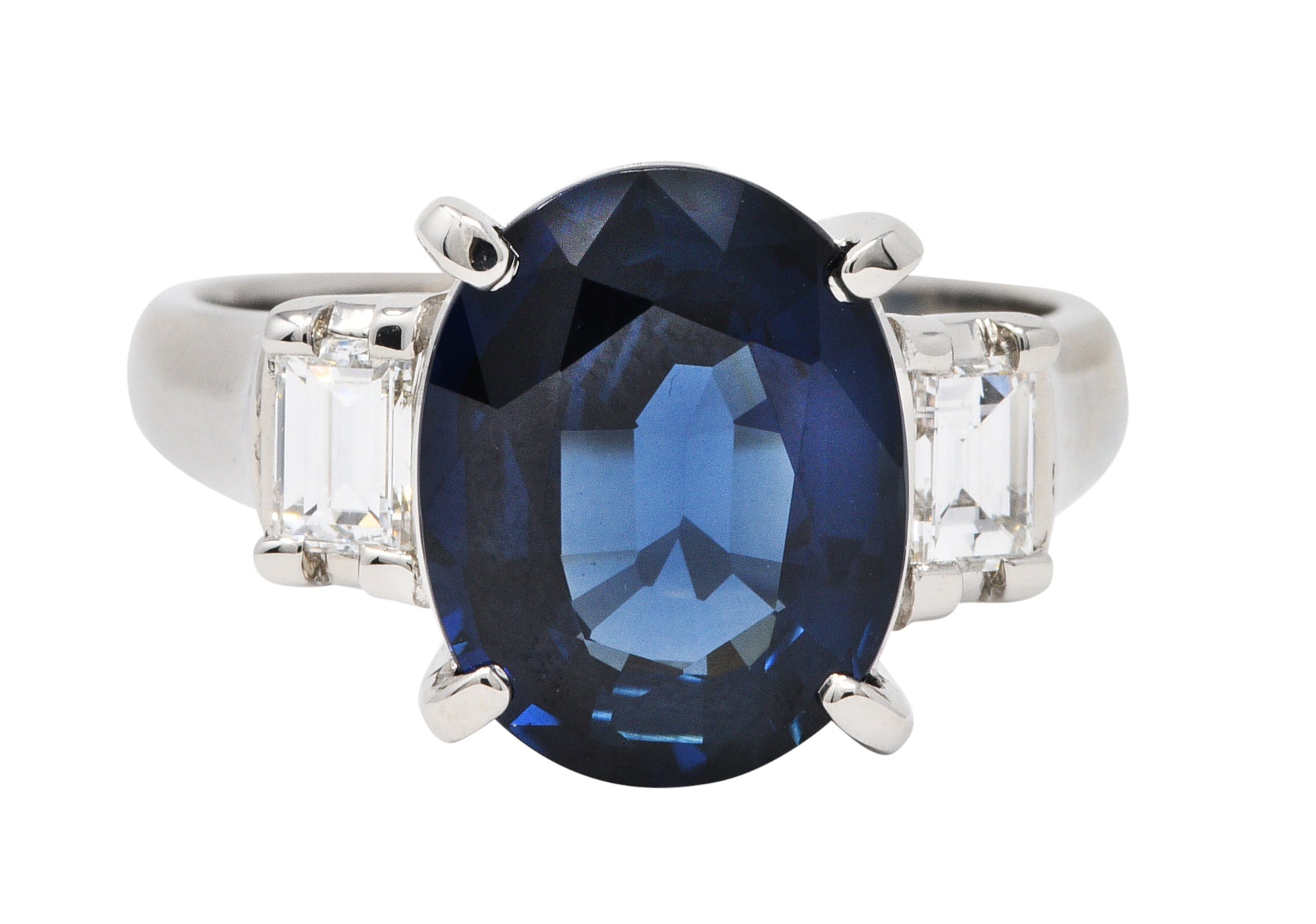 Contemporary 5.12 CTW Sapphire Diamond Platinum Gemstone RingRing - Wilson's Estate Jewelry