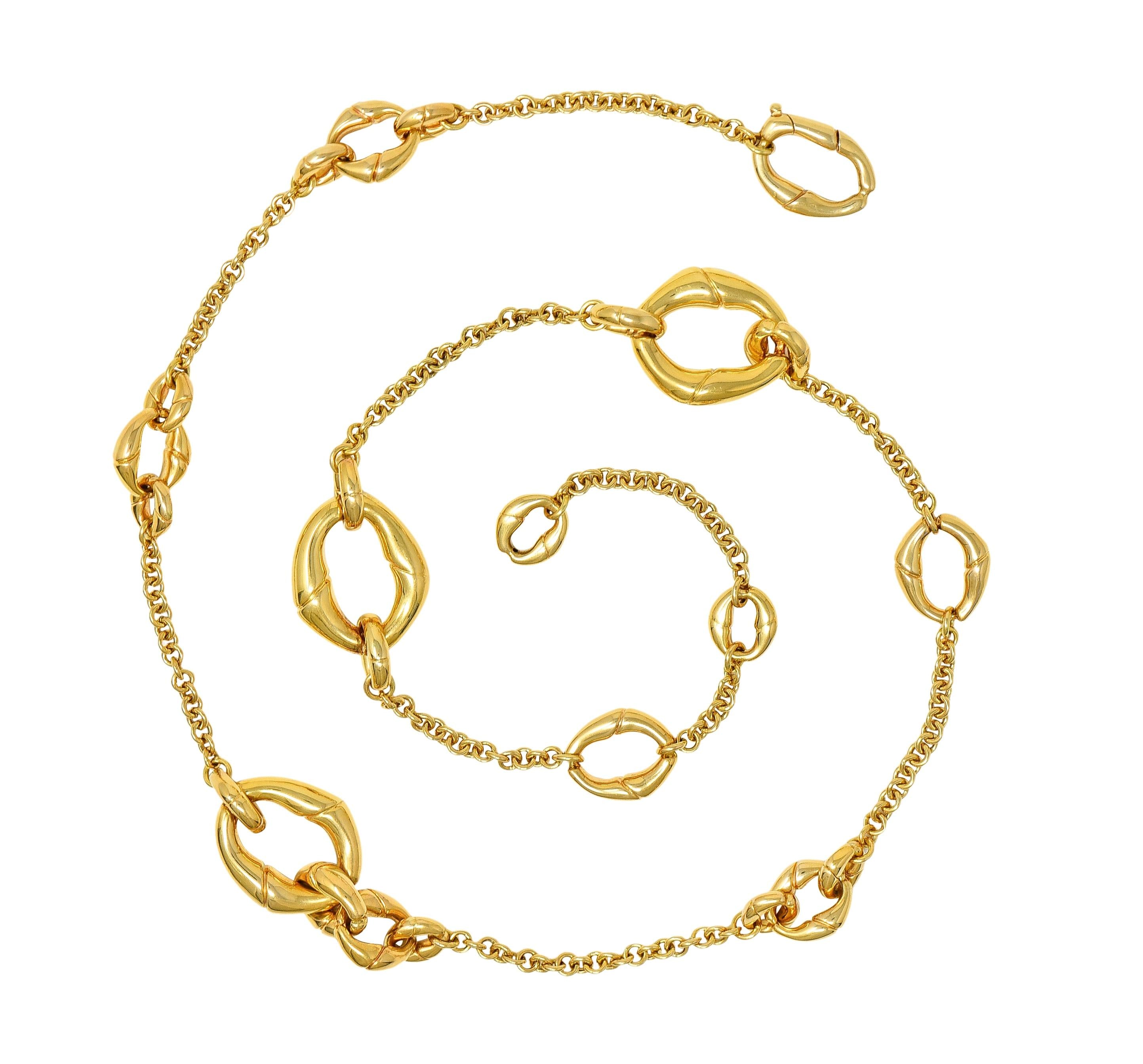 Gucci Contemporary 18 Karat Yellow Gold Bamboo Link Station Necklace