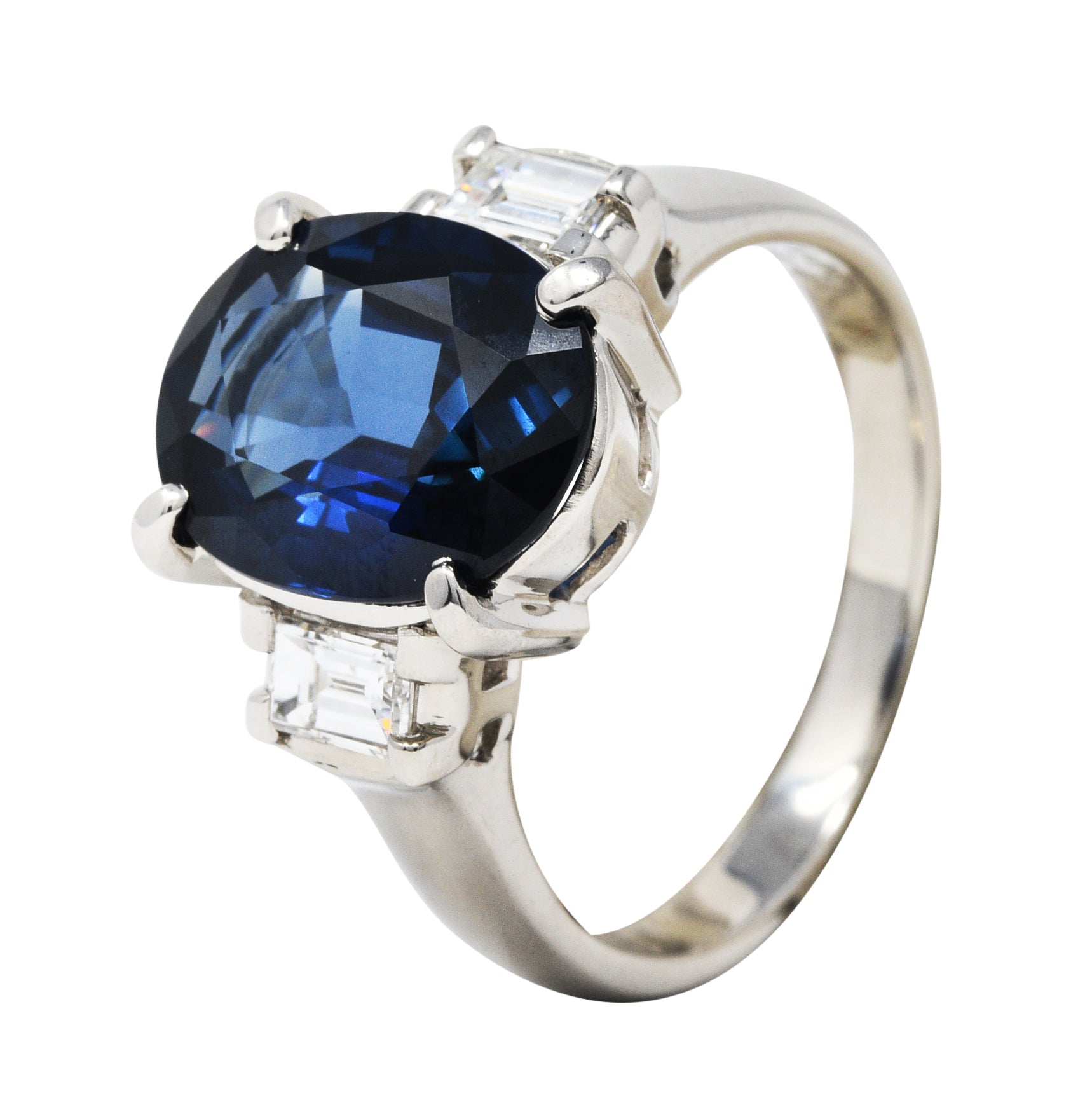 Contemporary 5.12 CTW Sapphire Diamond Platinum Gemstone RingRing - Wilson's Estate Jewelry