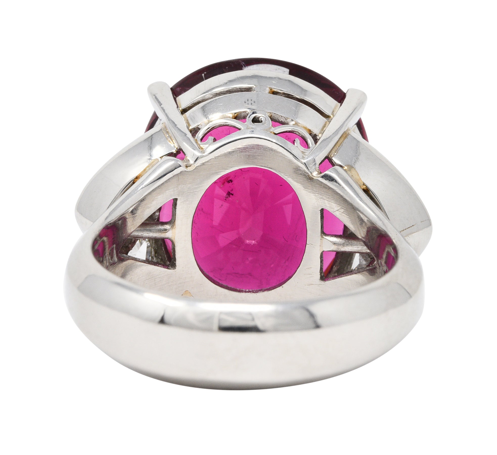 Substantial 13.57 CTW Rubellite Diamond Platinum Statement RingRing - Wilson's Estate Jewelry