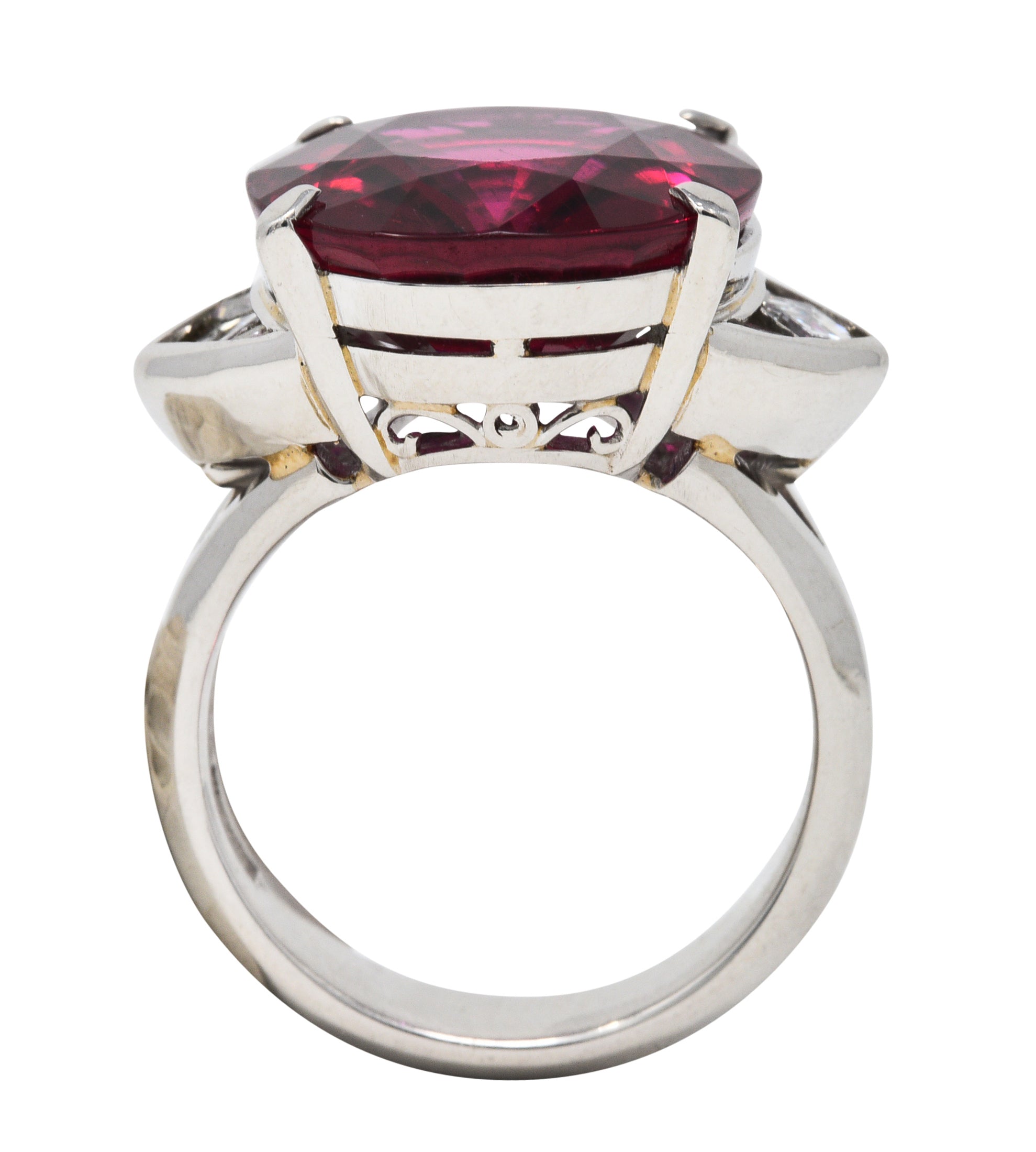 Substantial 13.57 CTW Rubellite Diamond Platinum Statement RingRing - Wilson's Estate Jewelry