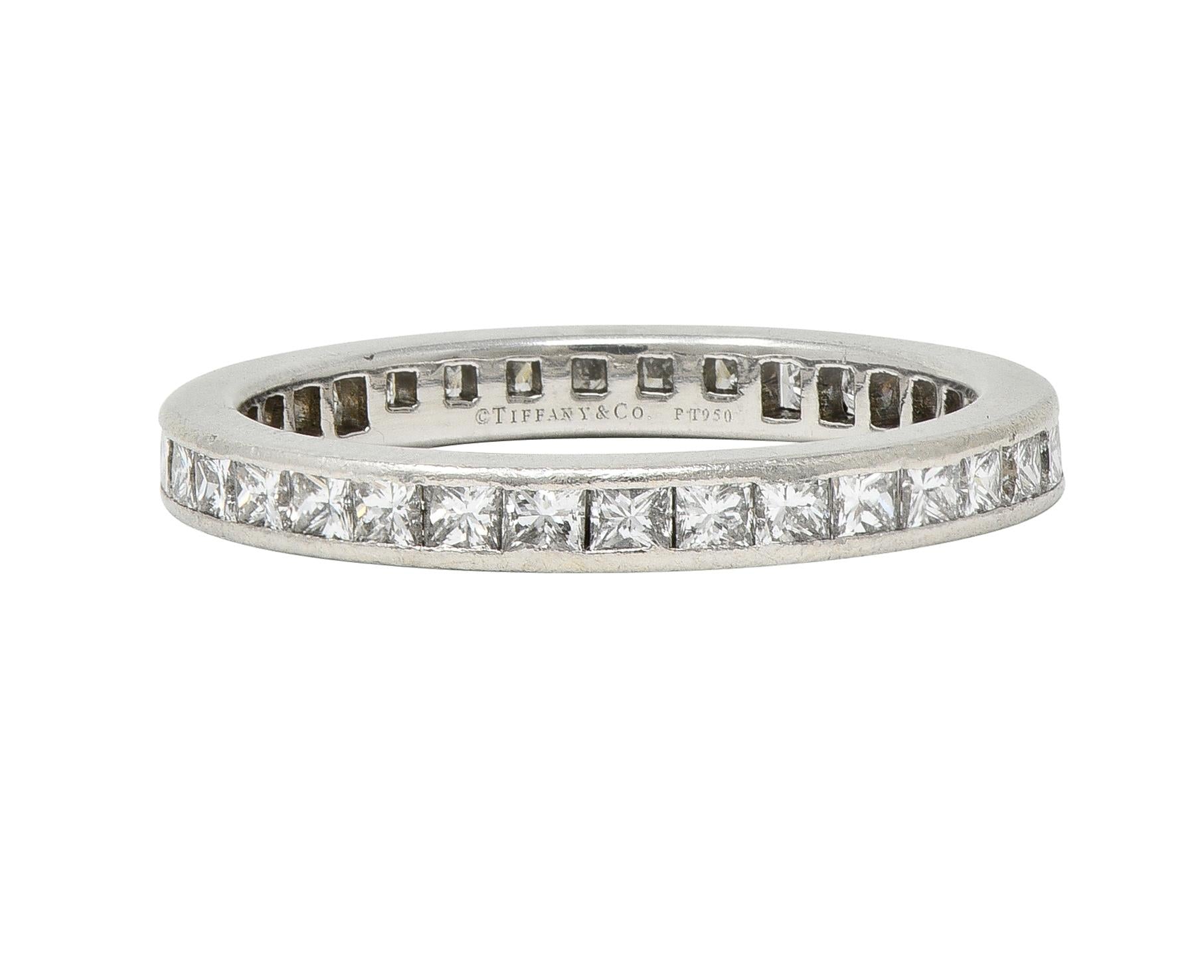 Tiffany & Co. 0.78 CTW Princess Cut Diamond Platinum Eternity Channel Band Ring