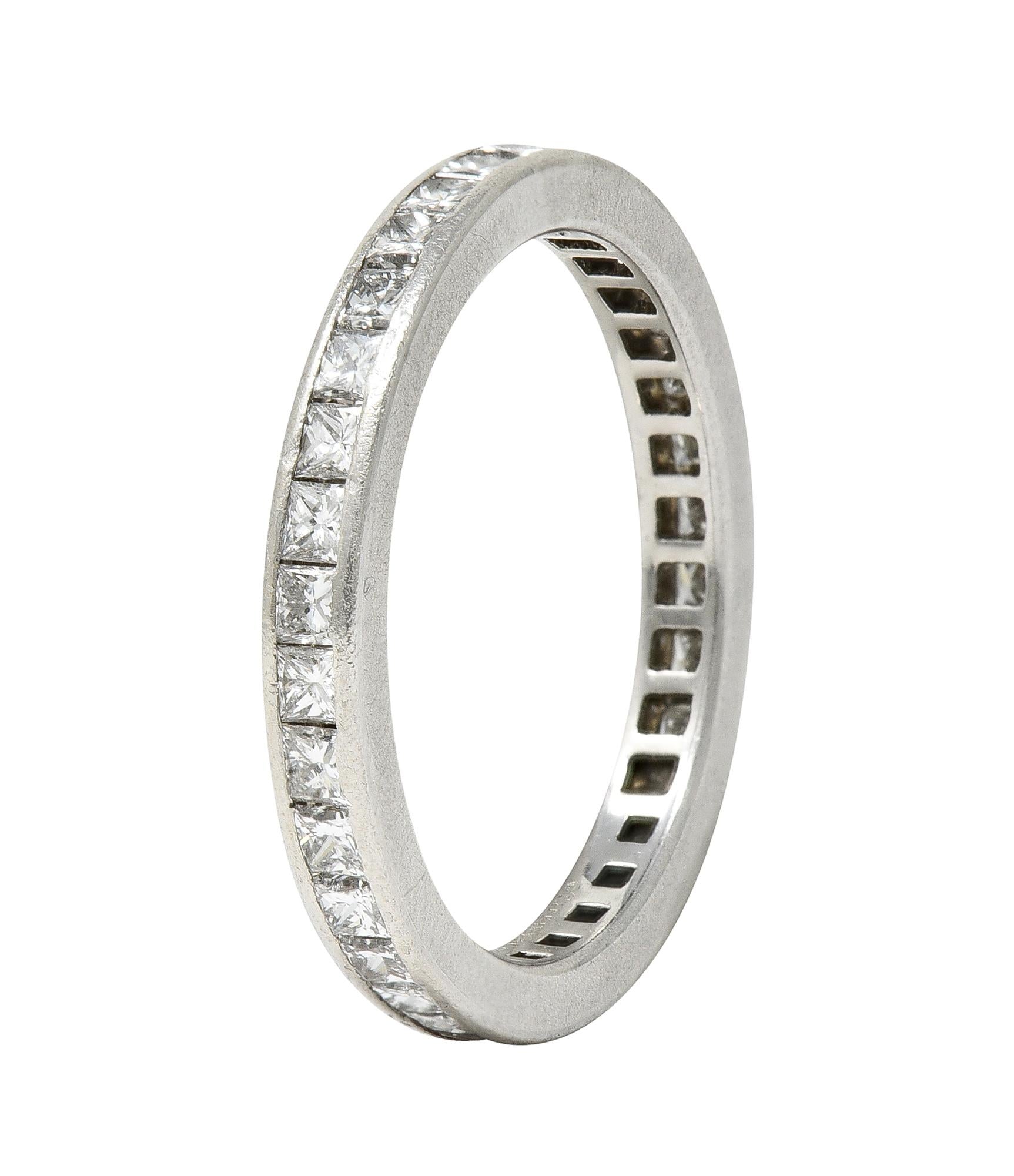 Tiffany & Co. 0.78 CTW Princess Cut Diamond Platinum Eternity Channel Band Ring