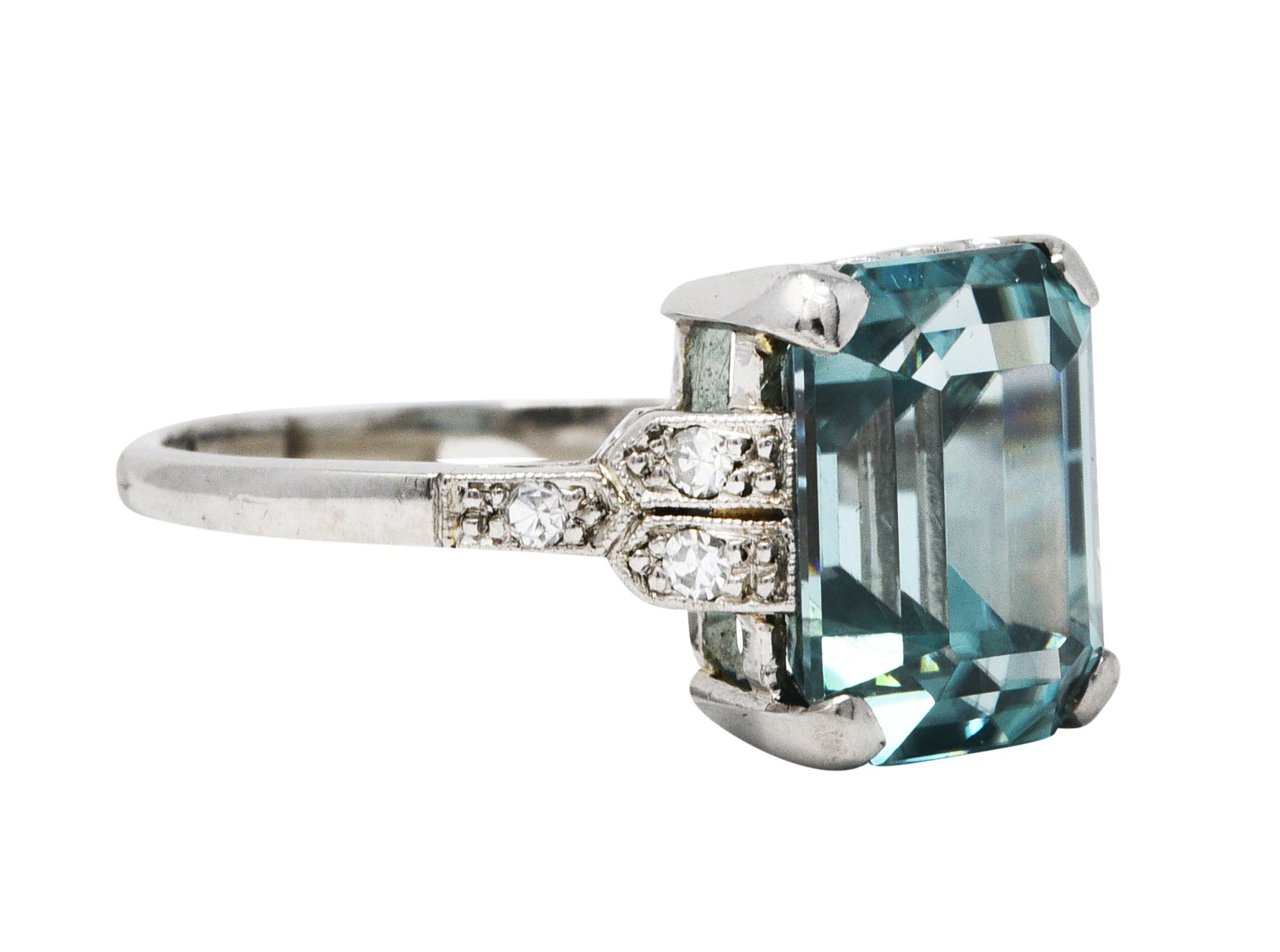 1930's Art Deco Zircon Diamond Platinum Gemstone RingRing - Wilson's Estate Jewelry