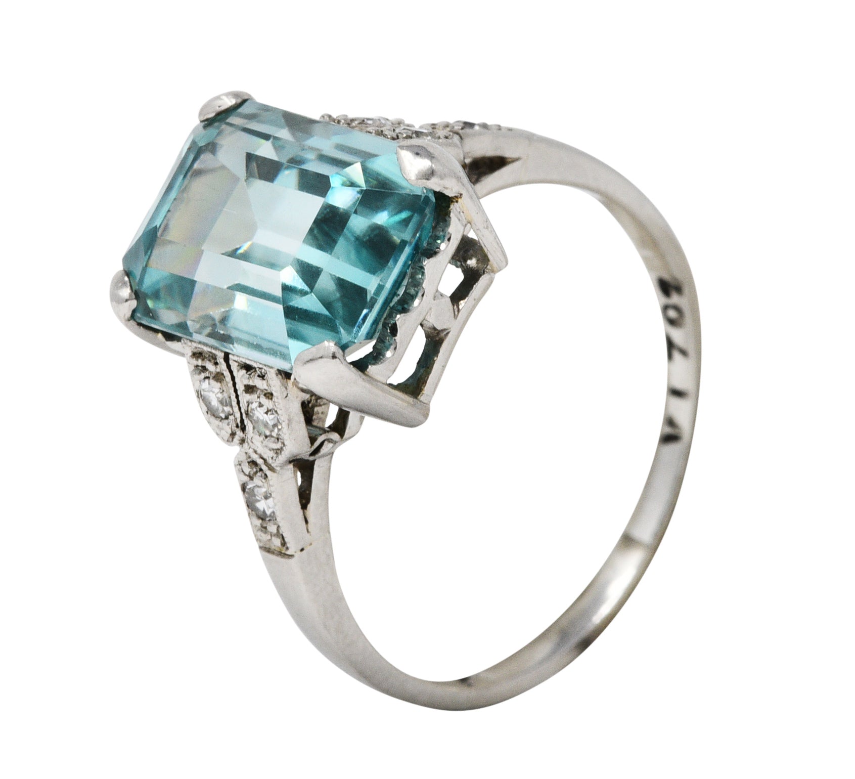 1930's Art Deco Zircon Diamond Platinum Gemstone RingRing - Wilson's Estate Jewelry