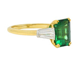 Tiffany & Co. 3.15 CTW Emerald Diamond Platinum 18 Karat Gold Vintage Ring AGL