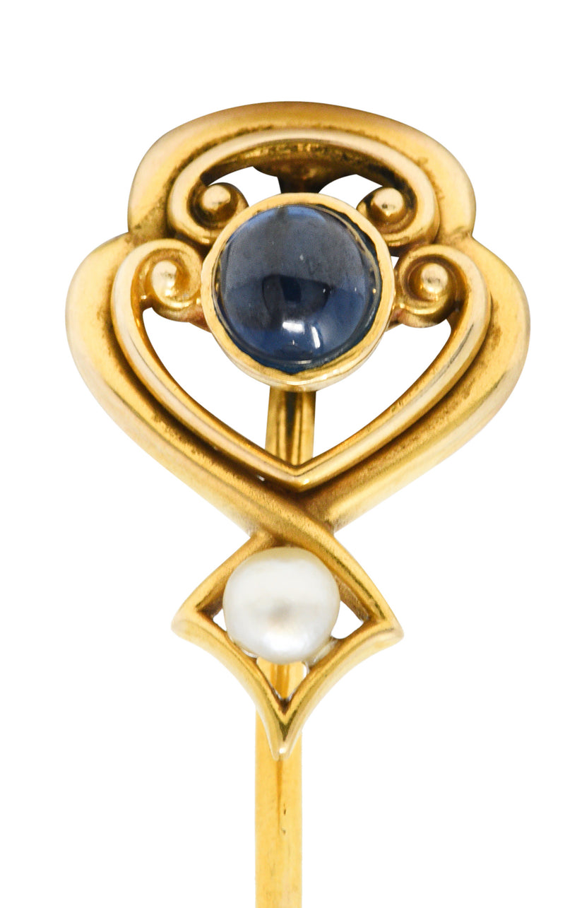 Whiteside & Blank Pearl Sapphire 14 Karat Gold StickpinStick Pin - Wilson's Estate Jewelry