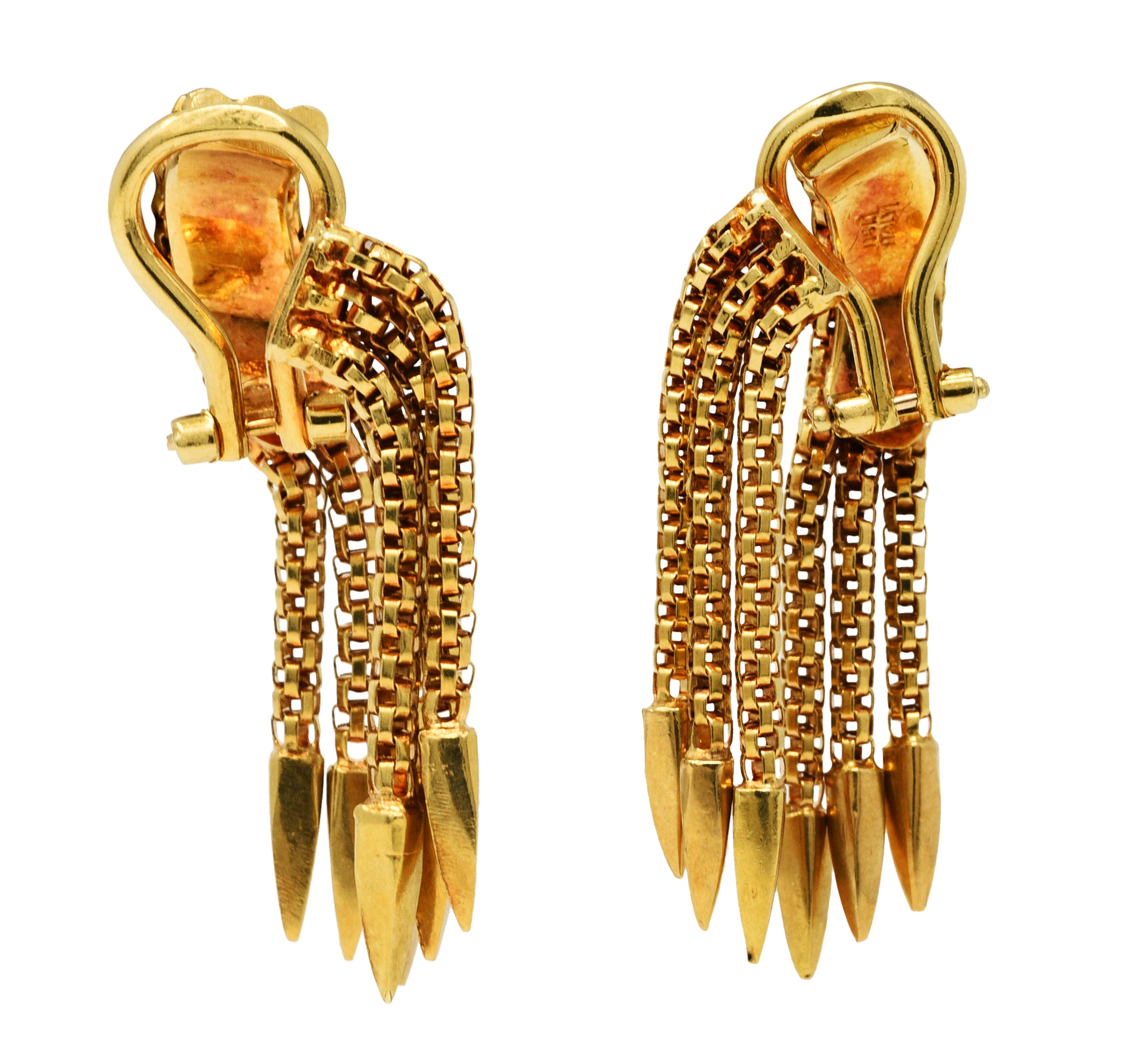 Vintage Italian 18 Karat Gold Tassel Ear-Clip EarringsEarrings - Wilson's Estate Jewelry