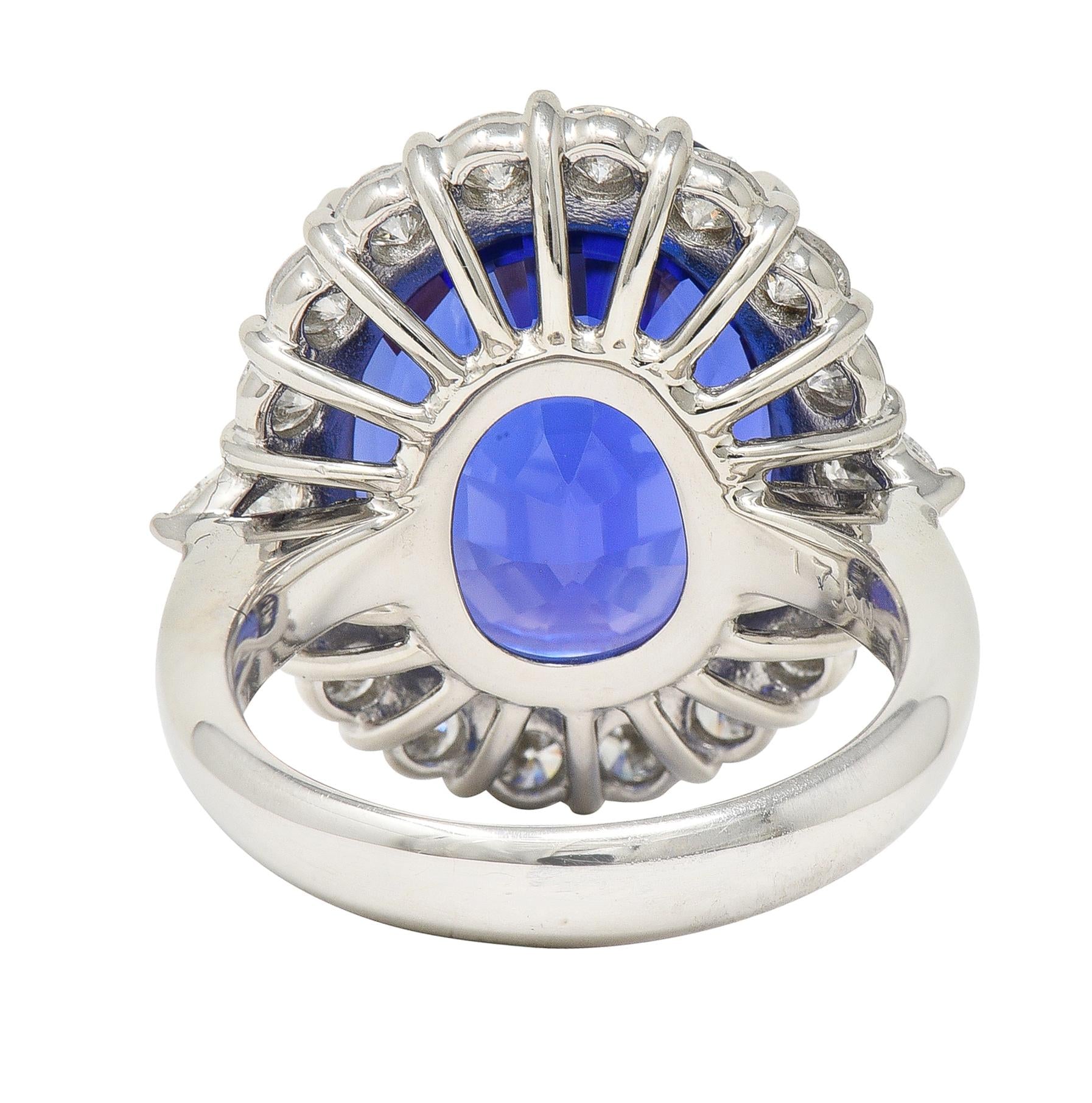 Contemporary 19.45 CTW Tanzanite Diamond Platinum Halo Ring