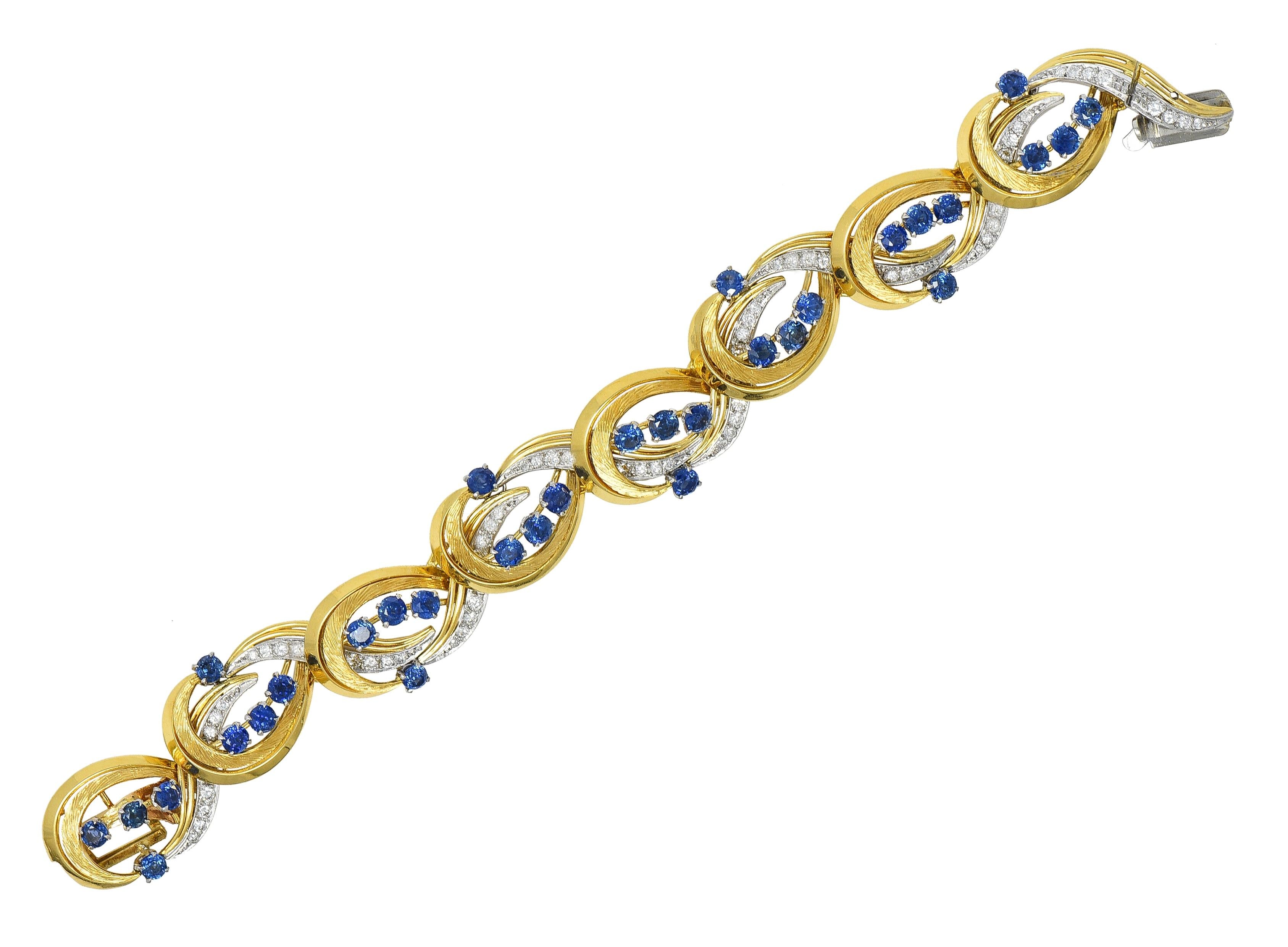 Tiffany & Co. Mid-Century 9.04 CTW Sapphire Diamond 18 Karat Platinum Bracelet