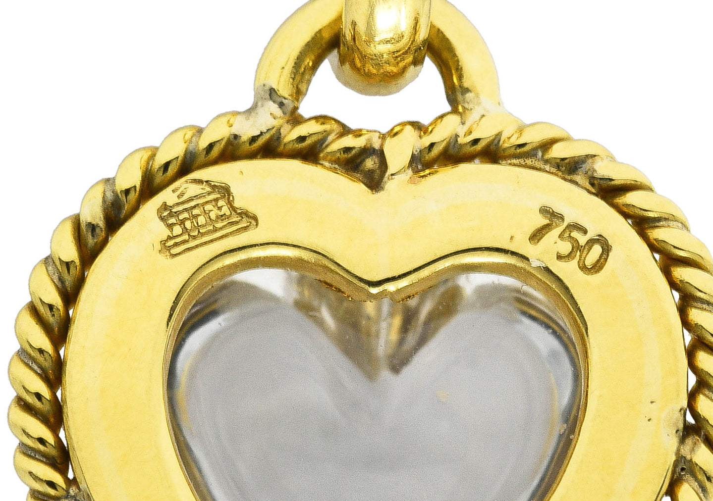 Temple St. Claire Contemporary Moonstone Cabochon Diamond 18 Karat Yellow Gold Heart Pendant Charm Wilson's Estate Jewelry