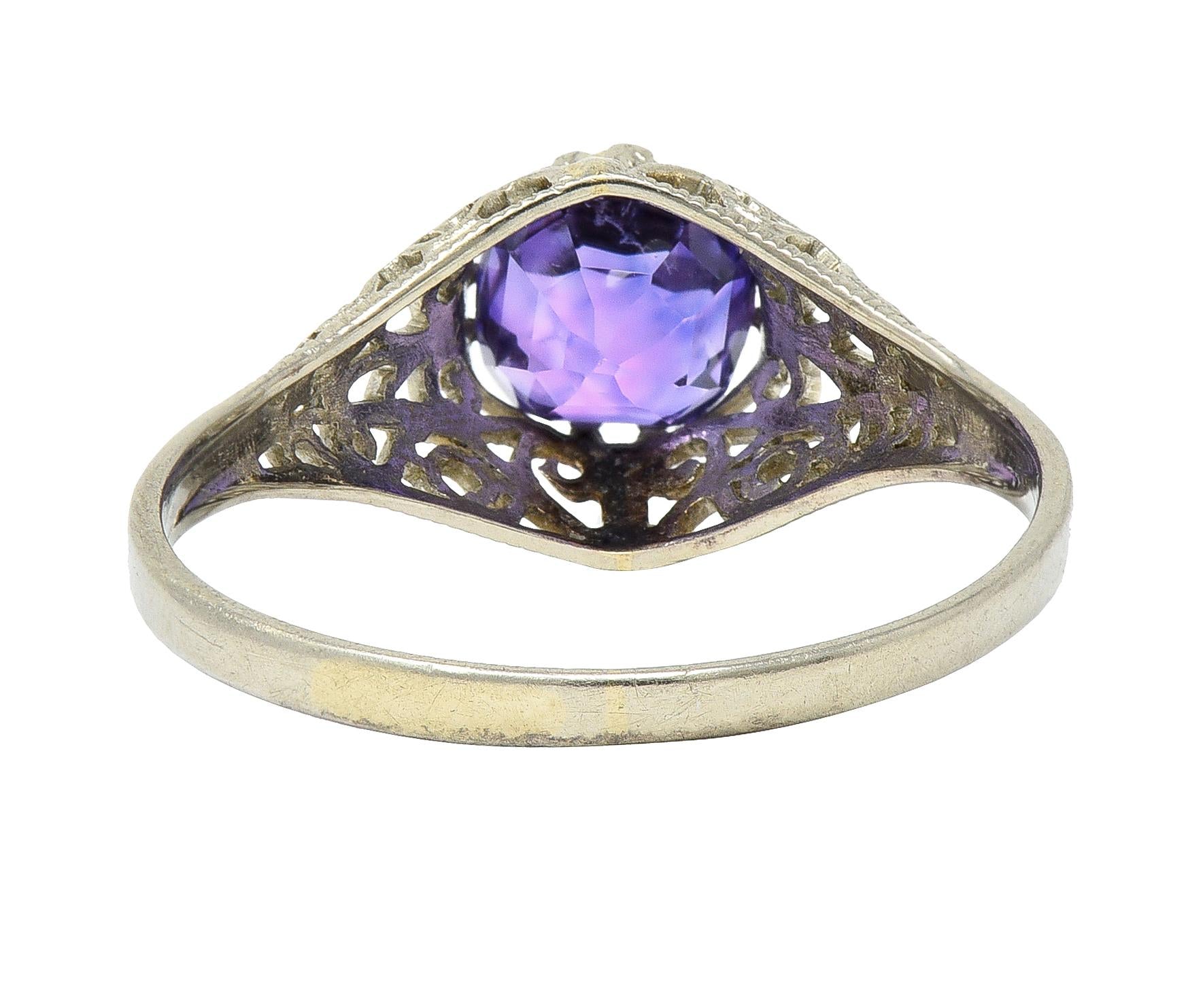 Edwardian 1.48 CTW No Heat Ceylon Purple Sapphire 14 Karat Gold Antique Ring GIA