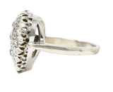 Edwardian 1.59 CTW Old Mine Cut Diamond 14 Karat White Gold Antique Heart Ring Wilson's Estate Jewelry