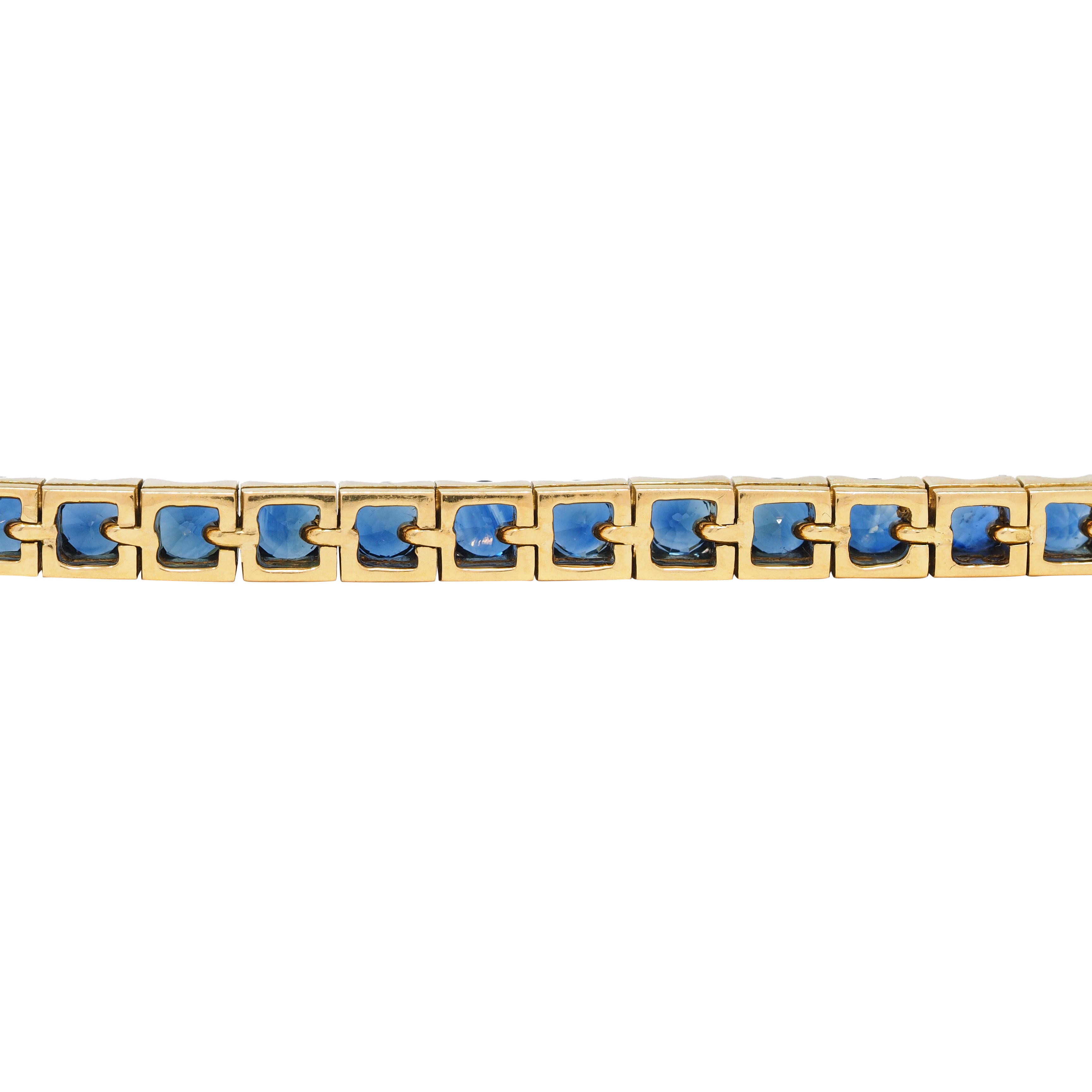 1990's 6.90 CTW Sapphire 18 Karat Yellow Gold Vintage Line Bracelet