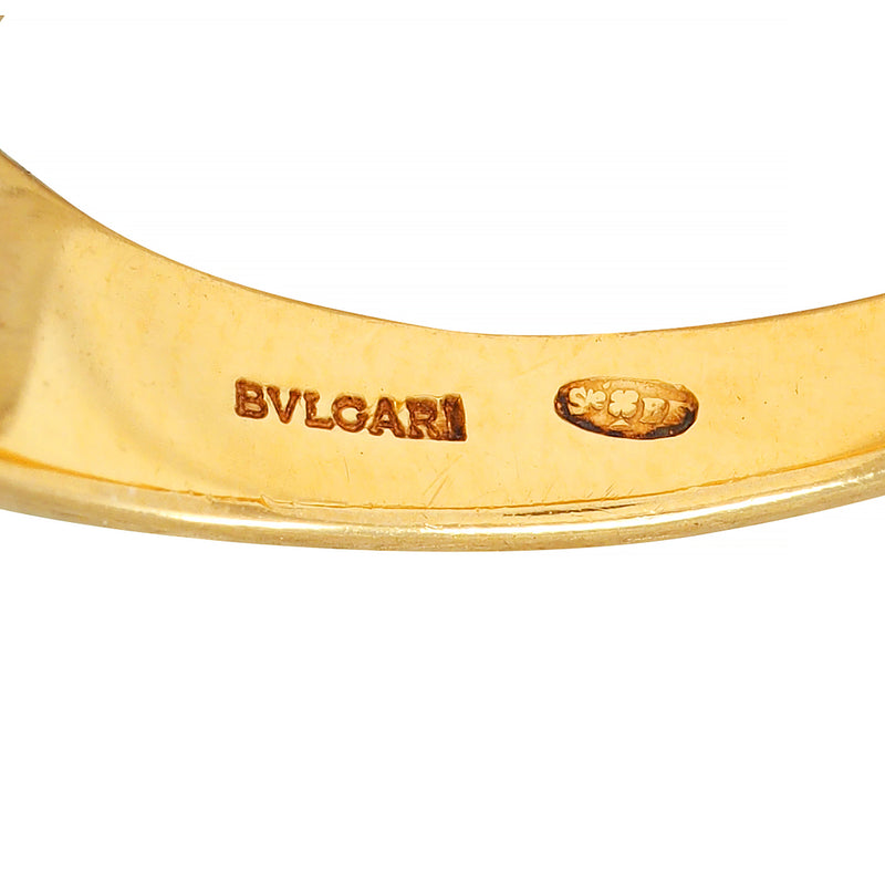 Bulgari 1990s Peridot 18 Karat Yellow Gold Vintage Bezel Ring