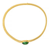 Cartier 1980s Green Tourmaline 18 Karat Yellow Gold Vintage Tubogas Necklace