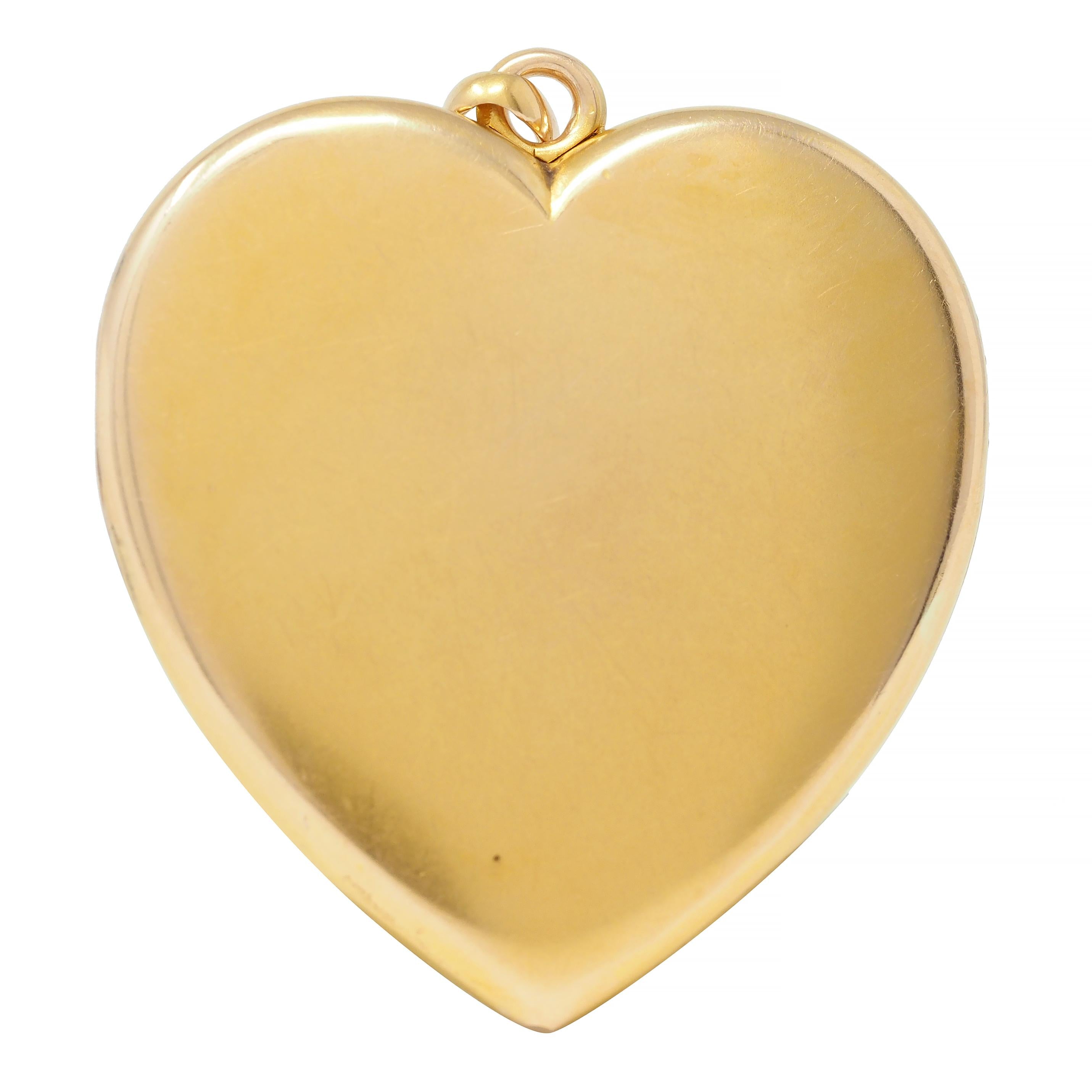 Victorian Diamond 14 Karat Yellow Gold Antique Heart Locket Pendant