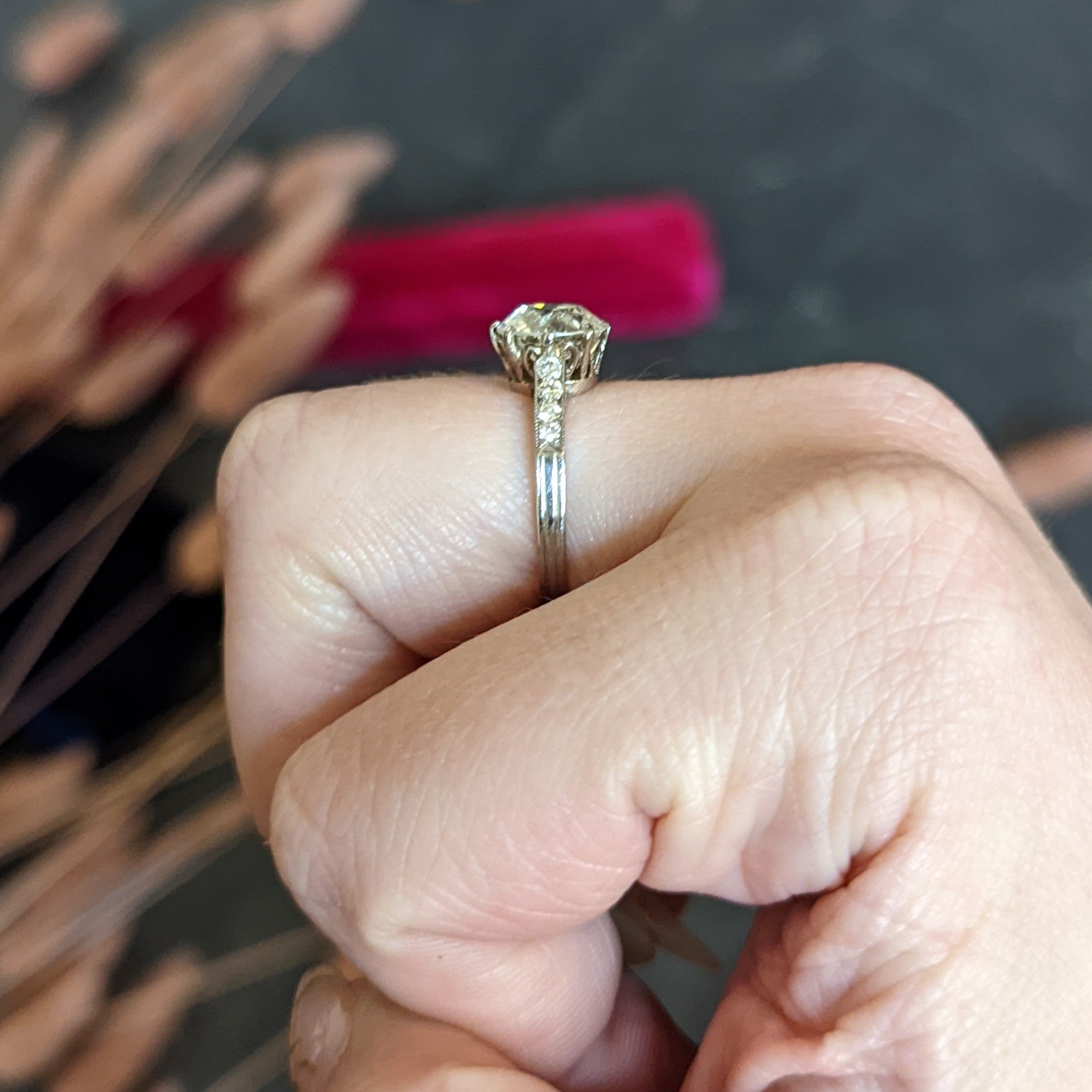 Edwardian Old European Cut 2.68 CTW Diamond Platinum Antique Engagement Ring GIA Wilson's Estate Jewelry