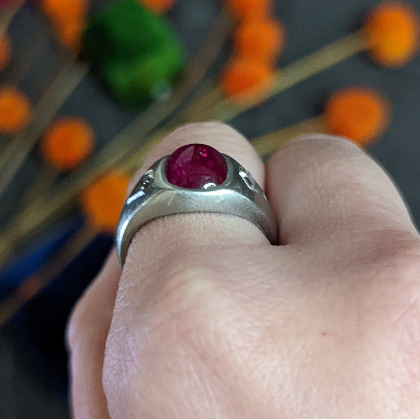 Mid-Century 5.75 CTW No Heat Burmese Ruby Diamond Platinum Unisex Band Ring GIA Wilson's Estate Jewelry