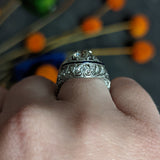 Art Deco 1.80 CTW Old European Cut Diamond Sapphire Platinum Engagement Ring Wilson's Estate Jewelry