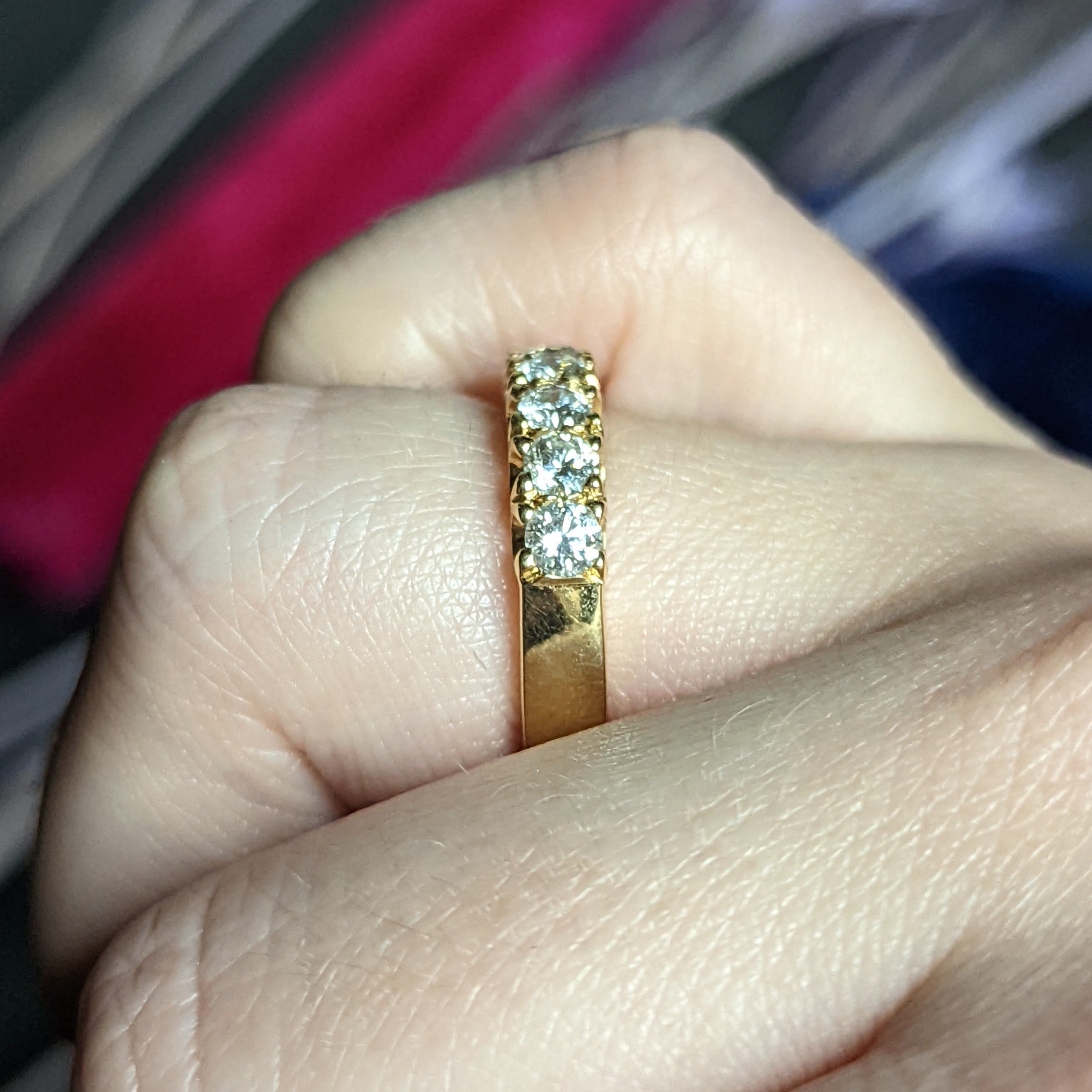 Vintage 0.90 CTW Diamond 14 Karat Yellow Gold Fishtail Wedding Band Ring Wilson's Estate Jewelry