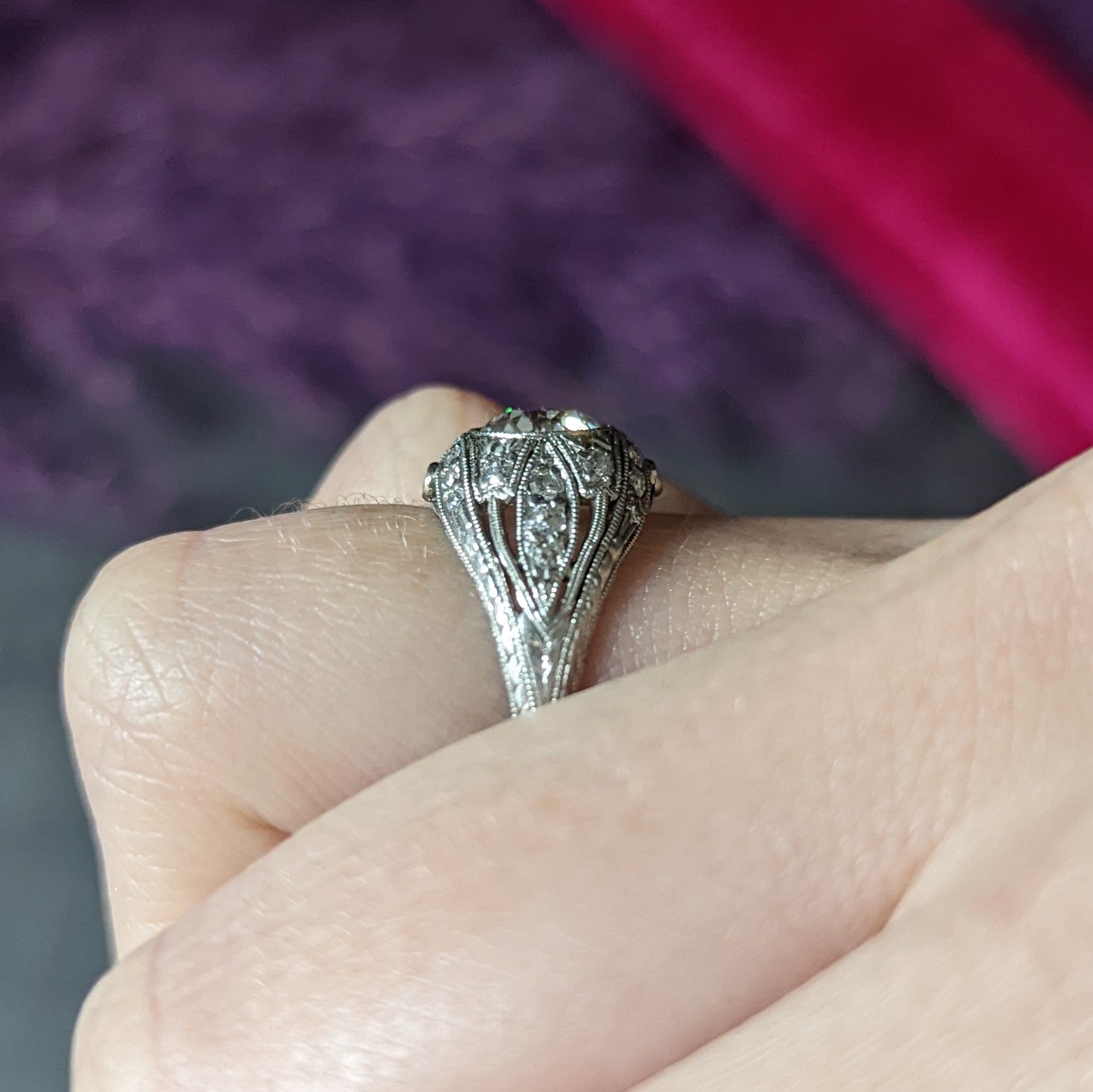 Art Deco 1.56 CTW Old European Cut Diamond Platinum Engagement Ring GIA Wilson's Estate Jewelry