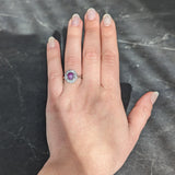 Art Deco Ruby 3.85 CTW Star Ruby Cabochon Transitional Cut Diamond Platinum Halo Ring Wilson's Estate Jewelry