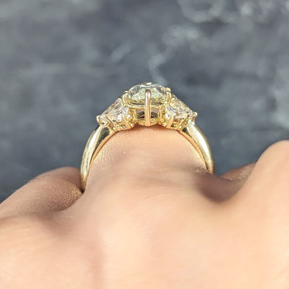 Contemporary 3.00 CTW Fancy Yellow Marquise Cut Diamond 18 Karat Yellow Gold Cluster Engagement Ring Wilson's Estate Jewelry