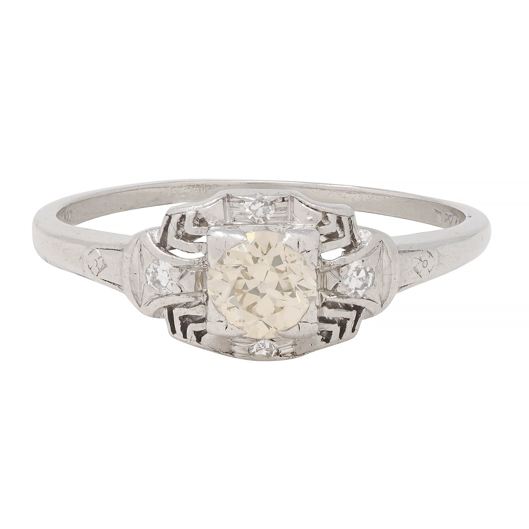 Art Deco 0.45 CTW Fancy Diamond Platinum Vintage Engagement Ring