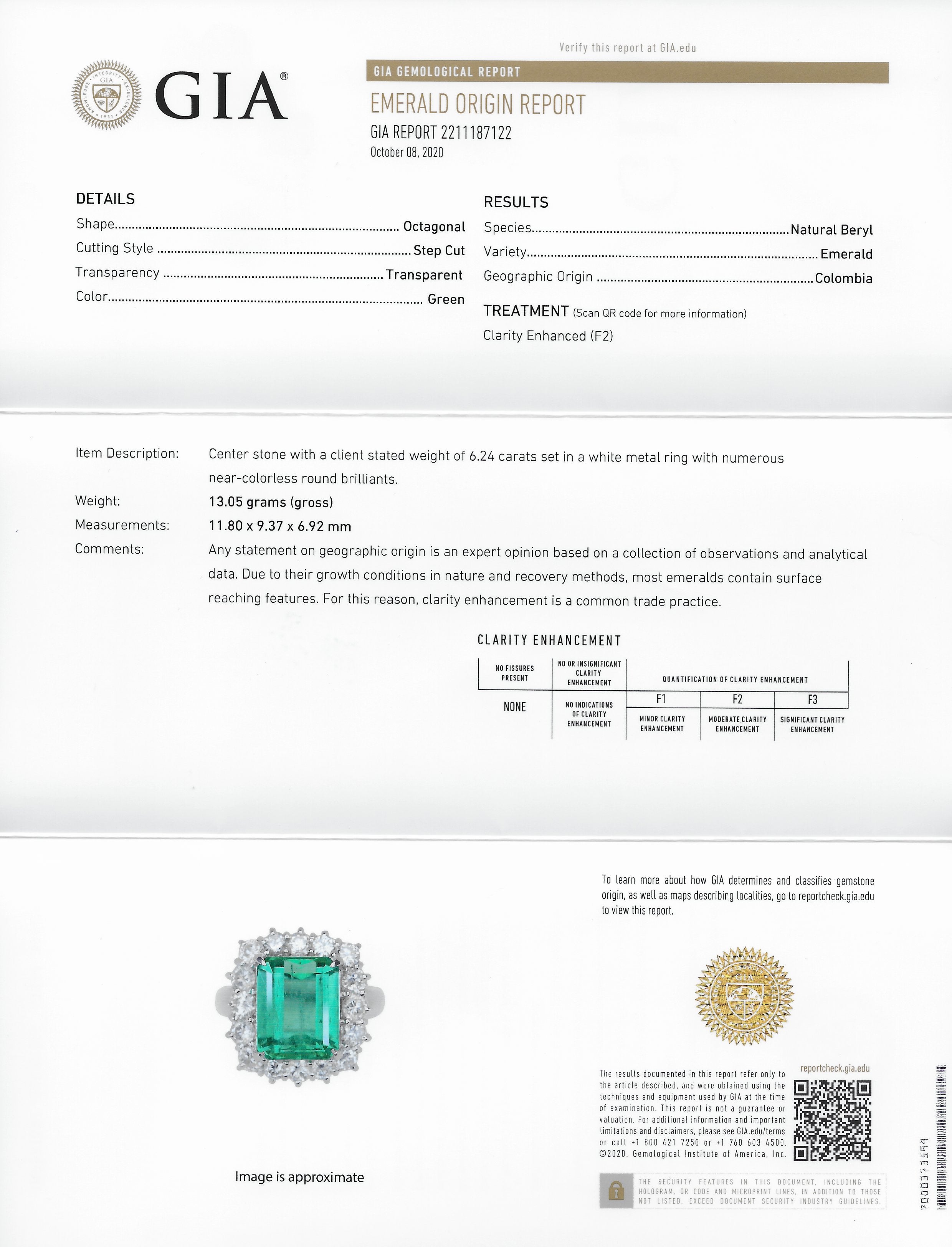 Vivid 7.70 CTW Colombian Emerald Diamond Platinum Cluster Ring GIARing - Wilson's Estate Jewelry