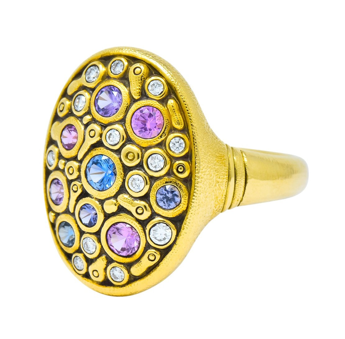 Alex Sepkus 1.80 CTW Diamond Multi-Sapphire 18 Karat Gold Constellation Ring - Wilson's Estate Jewelry