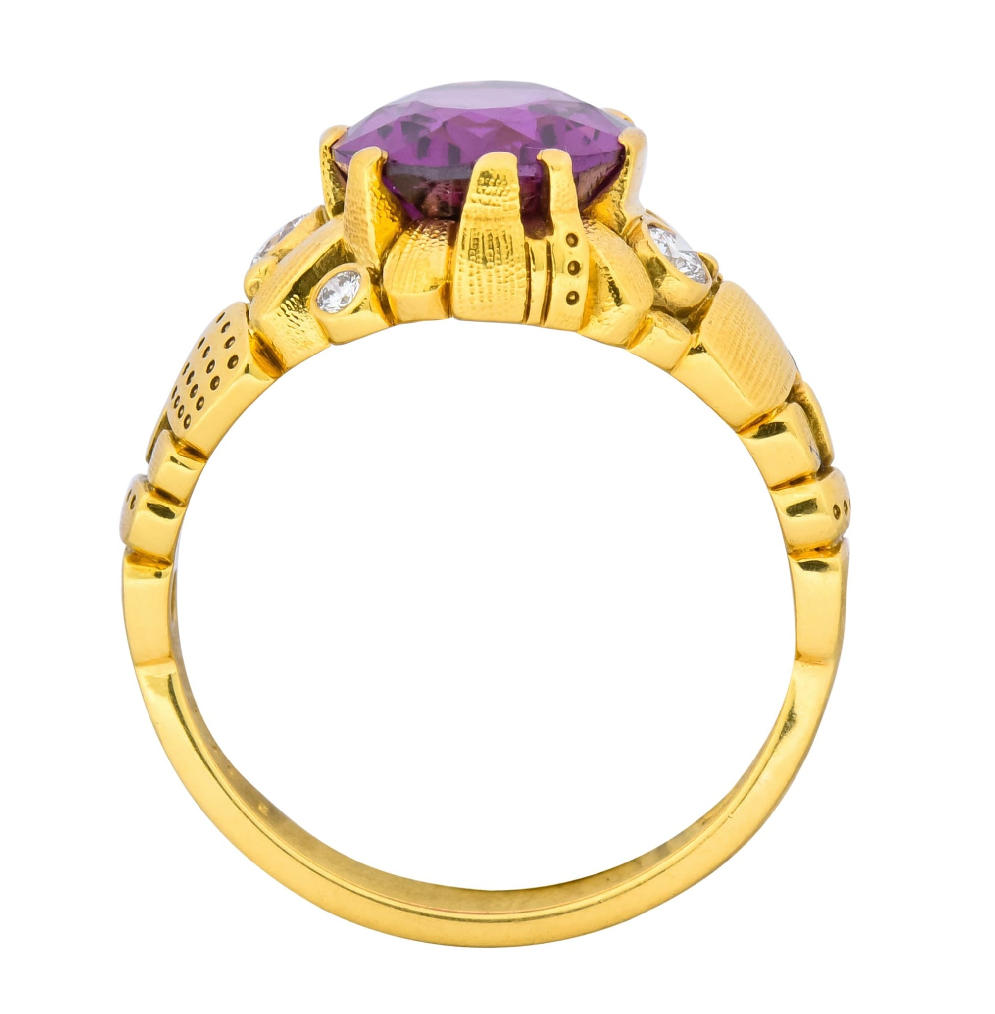 Alex Sepkus 3.92 CTW Rhodolite Garnet Diamond 18 Karat Gold Ring - Wilson's Estate Jewelry