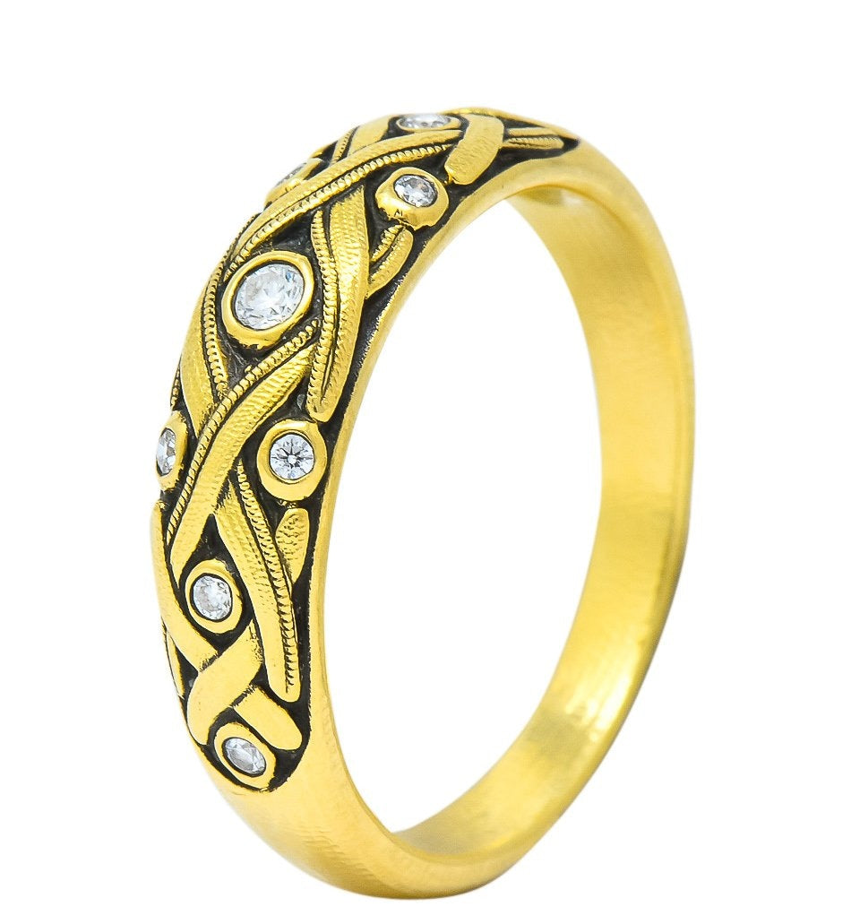 Alex Sepkus Diamond 18 Karat Yellow Gold Band Stackable Ring - Wilson's Estate Jewelry