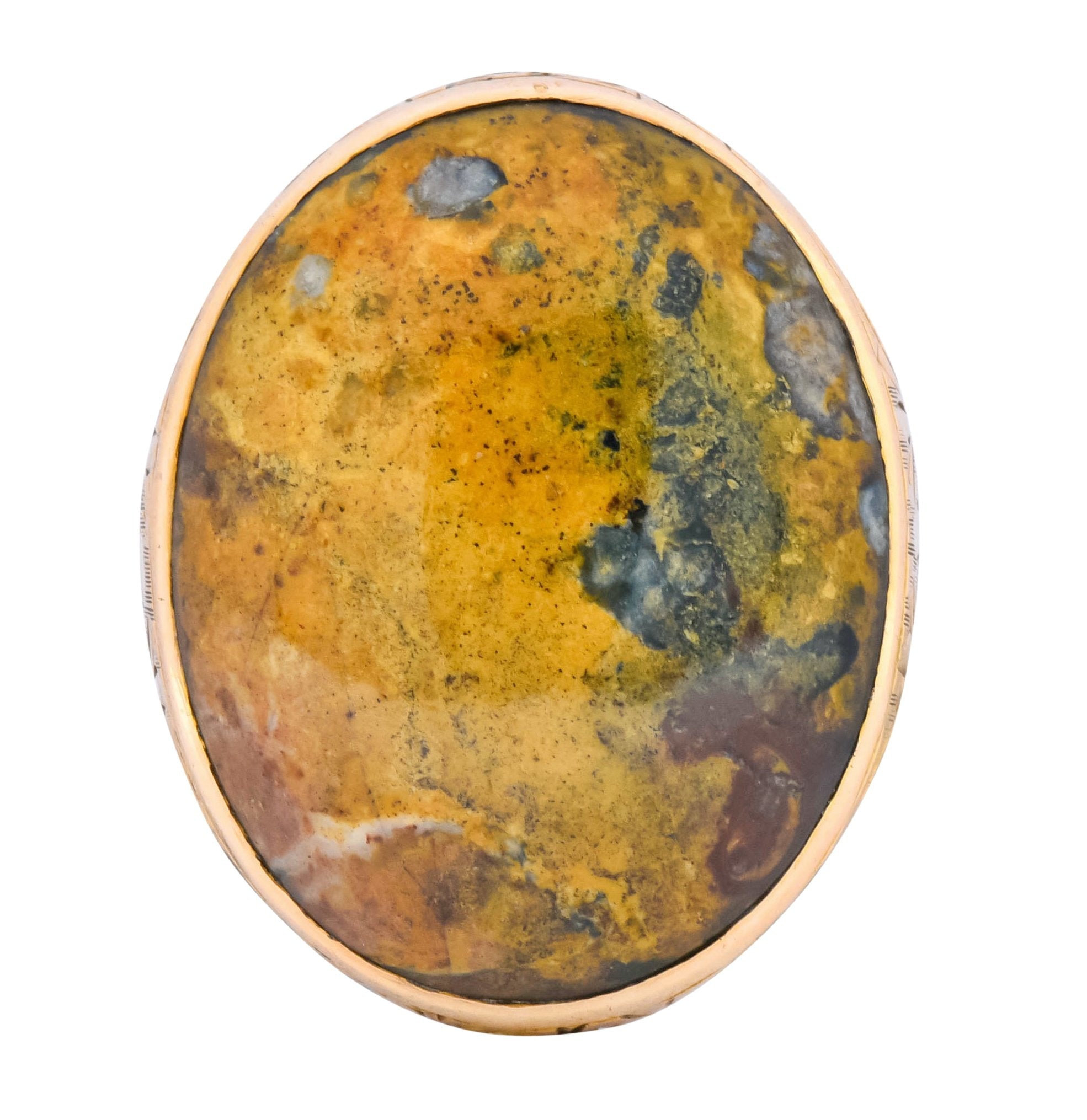Allsopp Bros. Art Nouveau Jasper Cabochon 14 Karat Gold Ring - Wilson's Estate Jewelry