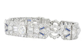 Amazing Art Deco 11.50 CTW Diamond Sapphire Platinum Bracelet Wilson's Estate Jewelry