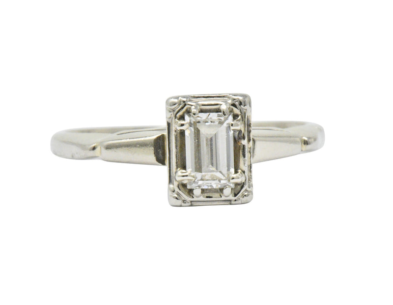 Art Deco 0.35 CTW Diamond 14 Karat White Gold Engagement Ring Wilson's Estate Jewelry