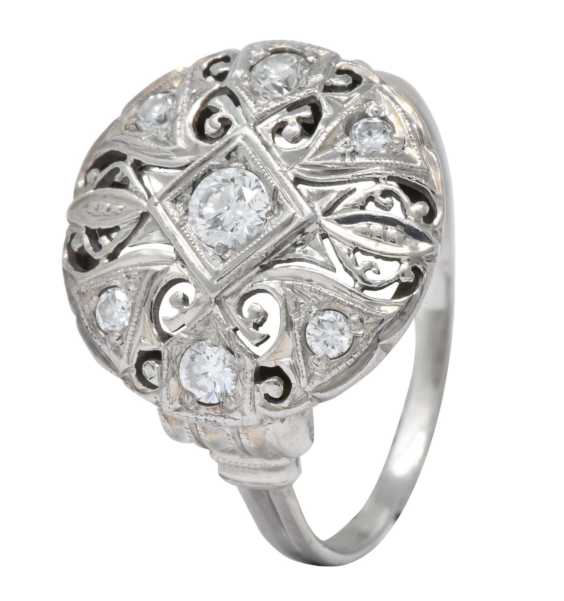 Art Deco 0.40 CTW Diamond Platinum 14 Karat White Gold Ring - Wilson's Estate Jewelry