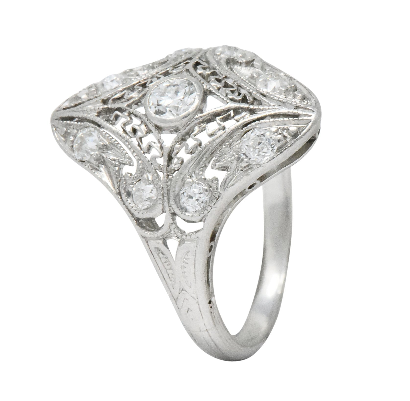 Art Deco 0.43 CTW Diamond Platinum Dinner Ring - Wilson's Estate Jewelry