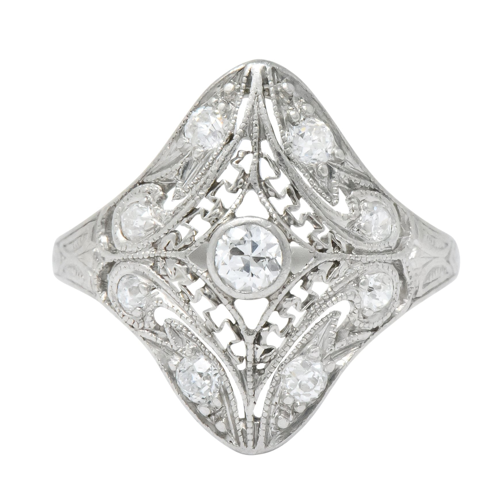 Art Deco 0.43 CTW Diamond Platinum Dinner Ring - Wilson's Estate Jewelry