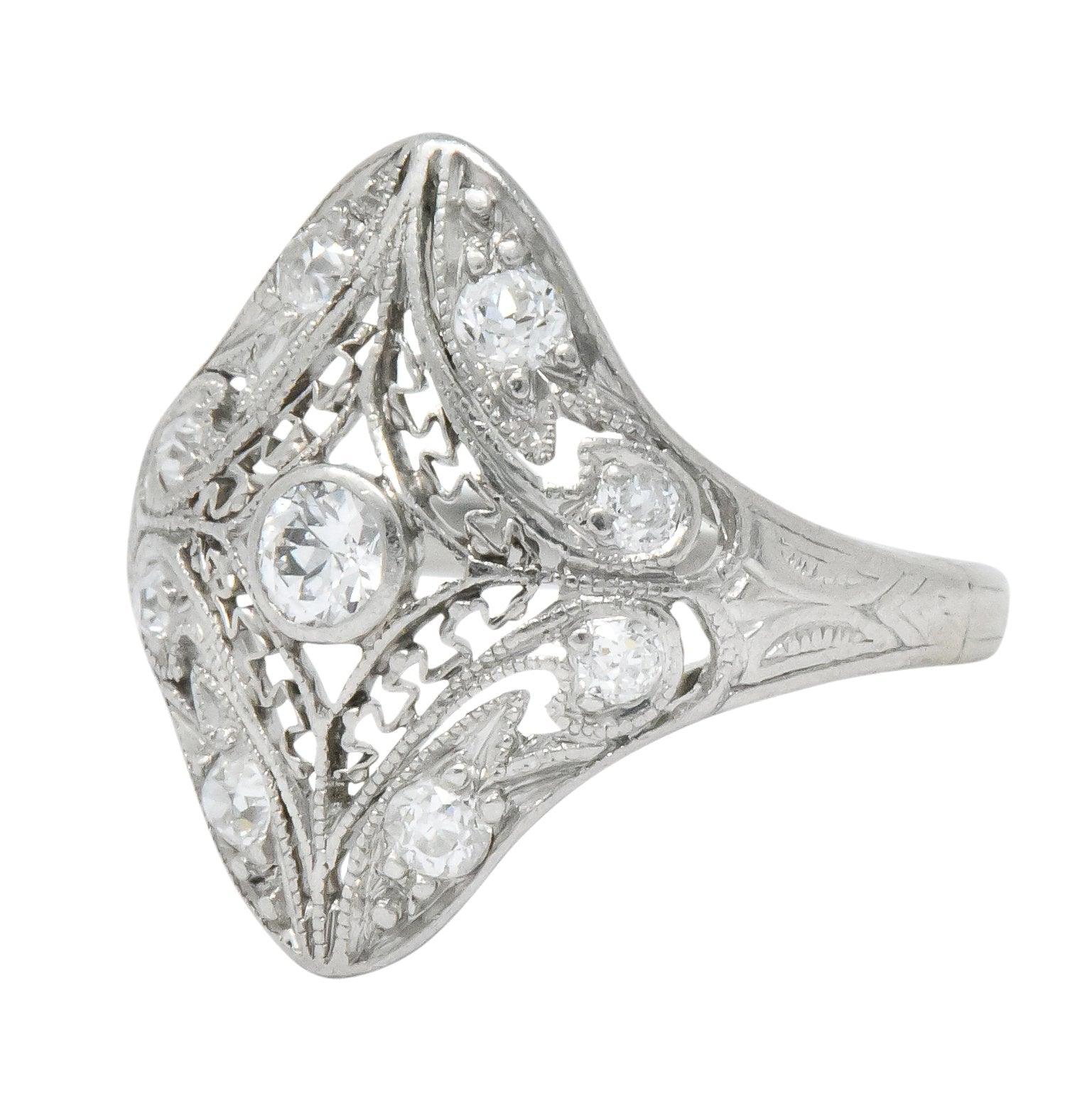 Art Deco 0.43 CTW Diamond Platinum Dinner Ring - Wilson's Estate Jewelry