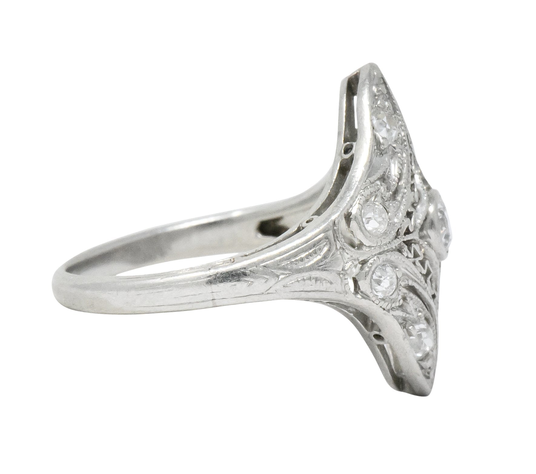 Art Deco 0.43 CTW Diamond Platinum Dinner Ring - Wilson's Estate Jewelry