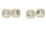 Art Deco 0.72 CTW Diamond 18 Karat White Gold Cufflinks Wilson's Estate Jewelry