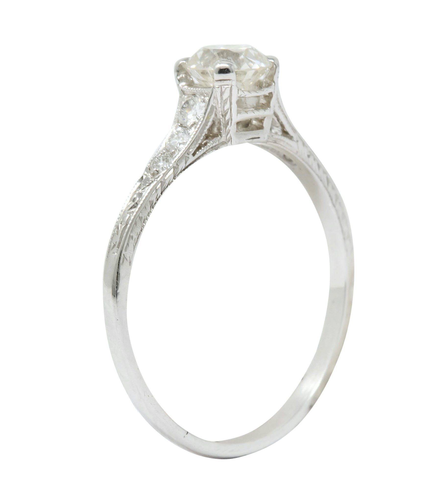 Art Deco 0.80 CTW Diamond Platinum Engagement Ring Circa 1930 - Wilson's Estate Jewelry