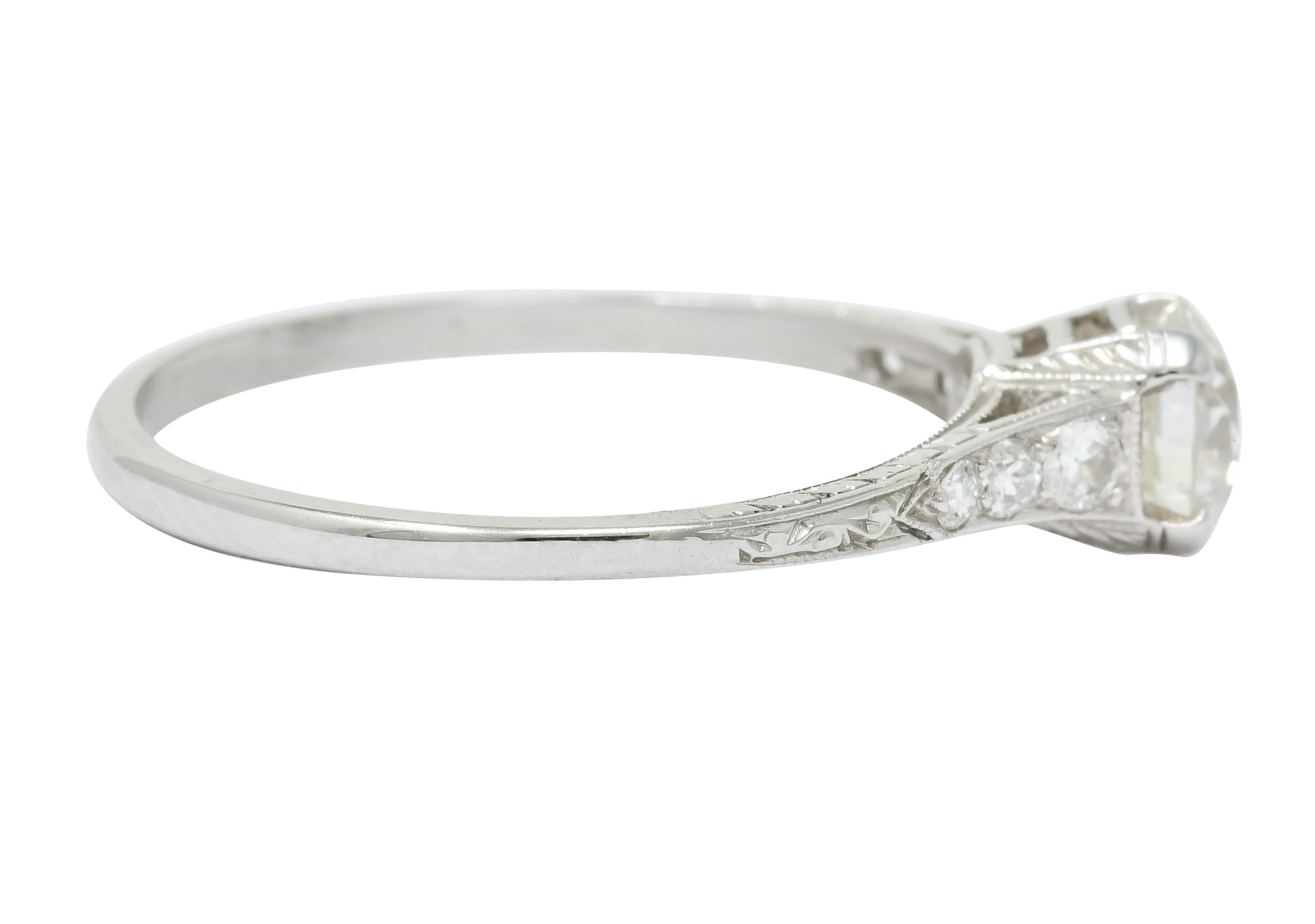 Art Deco 0.80 CTW Diamond Platinum Engagement Ring Circa 1930 - Wilson's Estate Jewelry