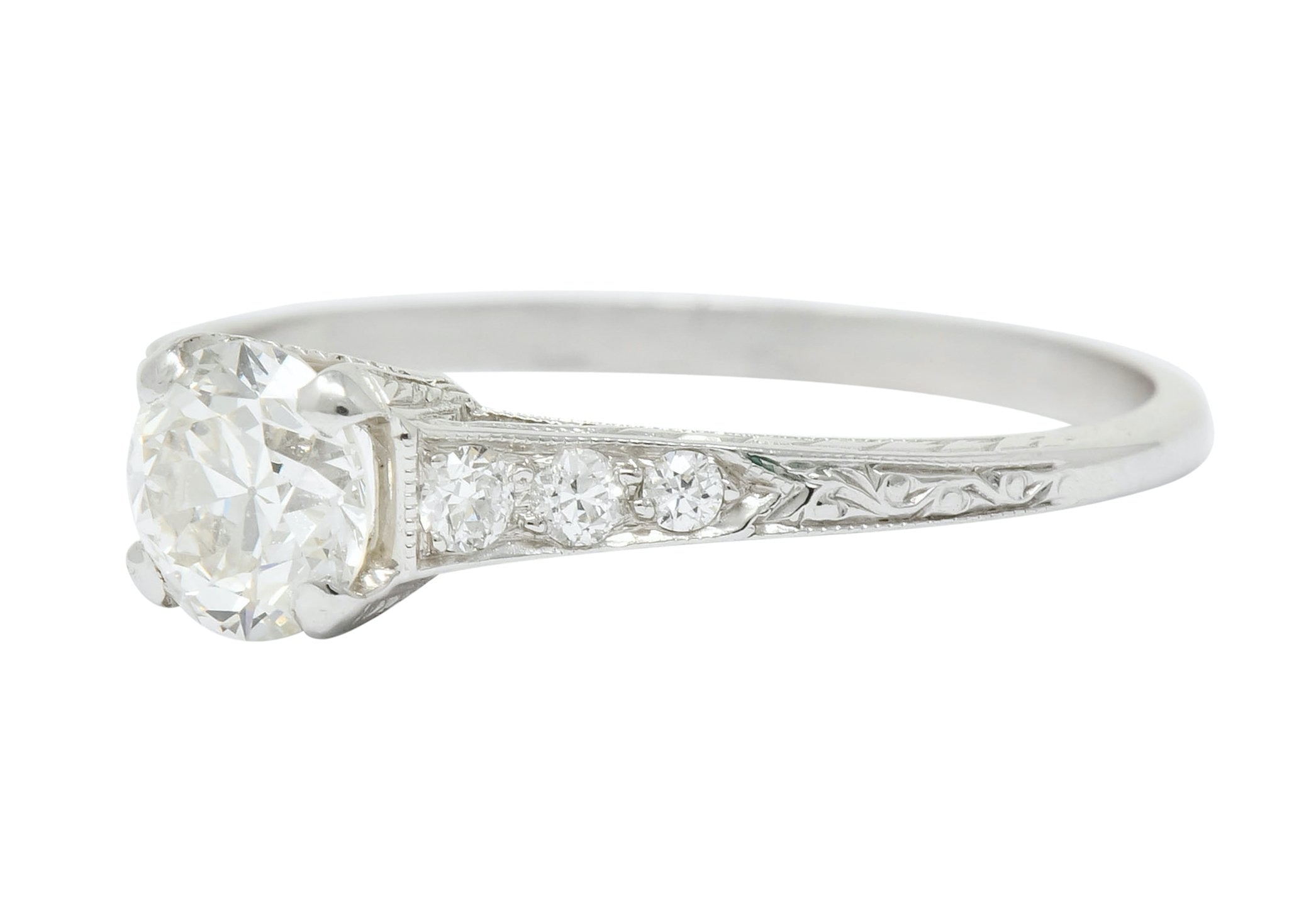 Art Deco 0.80 CTW Diamond Platinum Engagement Ring Circa 1930 - Wilson's Estate Jewelry