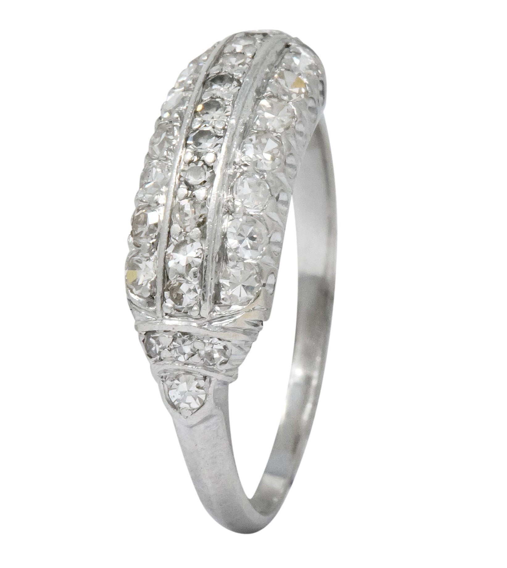 Art Deco 0.80 CTW Diamond Platinum Stackable Ring - Wilson's Estate Jewelry